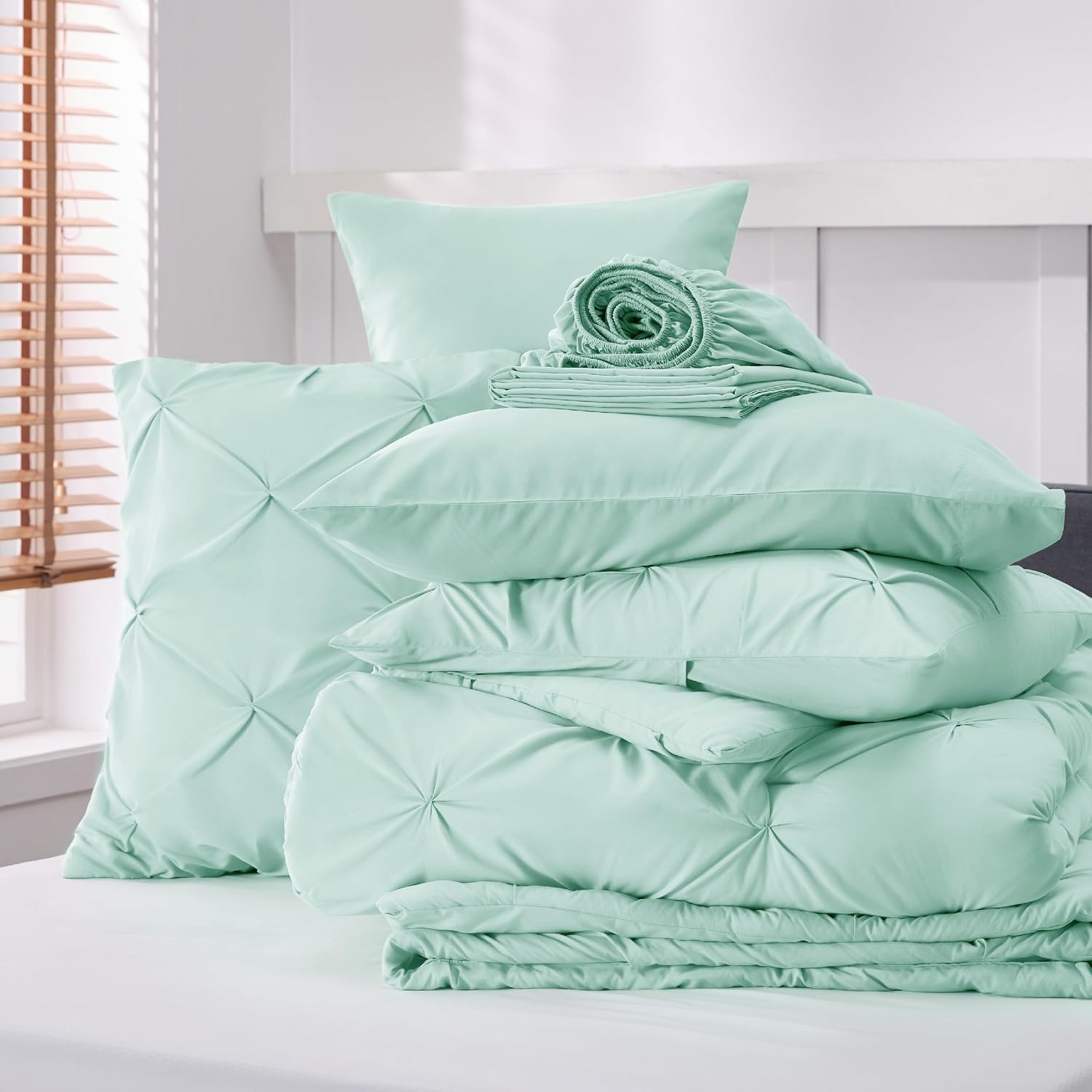 image:imageBedsure Twin XL Comforter Set Pink Dorm Room Essentials for Girls Extra Long Twin XL Bedding Set with Sheets All Season Down Alternative Comforter with Sheets Pillowcase amp Sham28 Mint Green