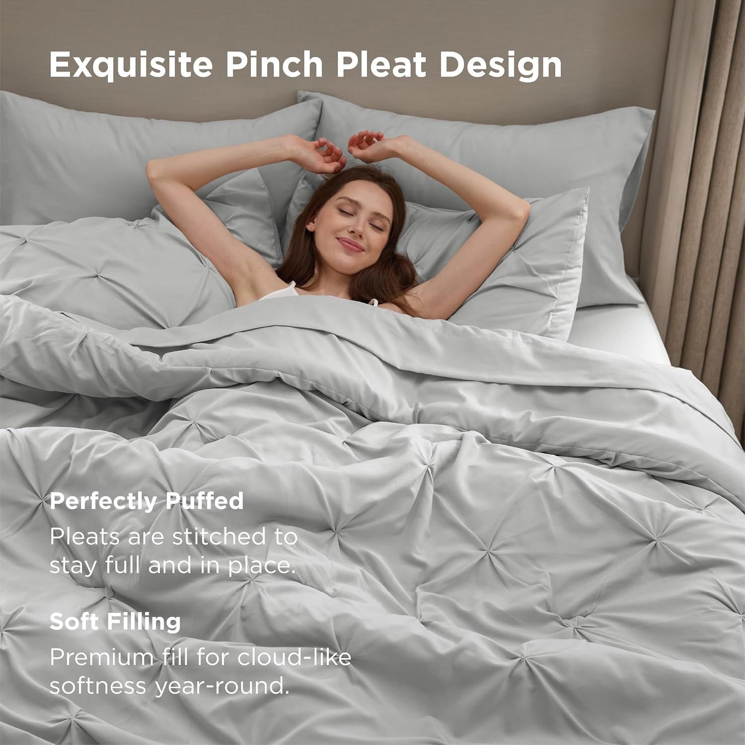 image:imageBedsure Twin XL Comforter Set Pink Dorm Room Essentials for Girls Extra Long Twin XL Bedding Set with Sheets All Season Down Alternative Comforter with Sheets Pillowcase amp Sham22 Light Grey