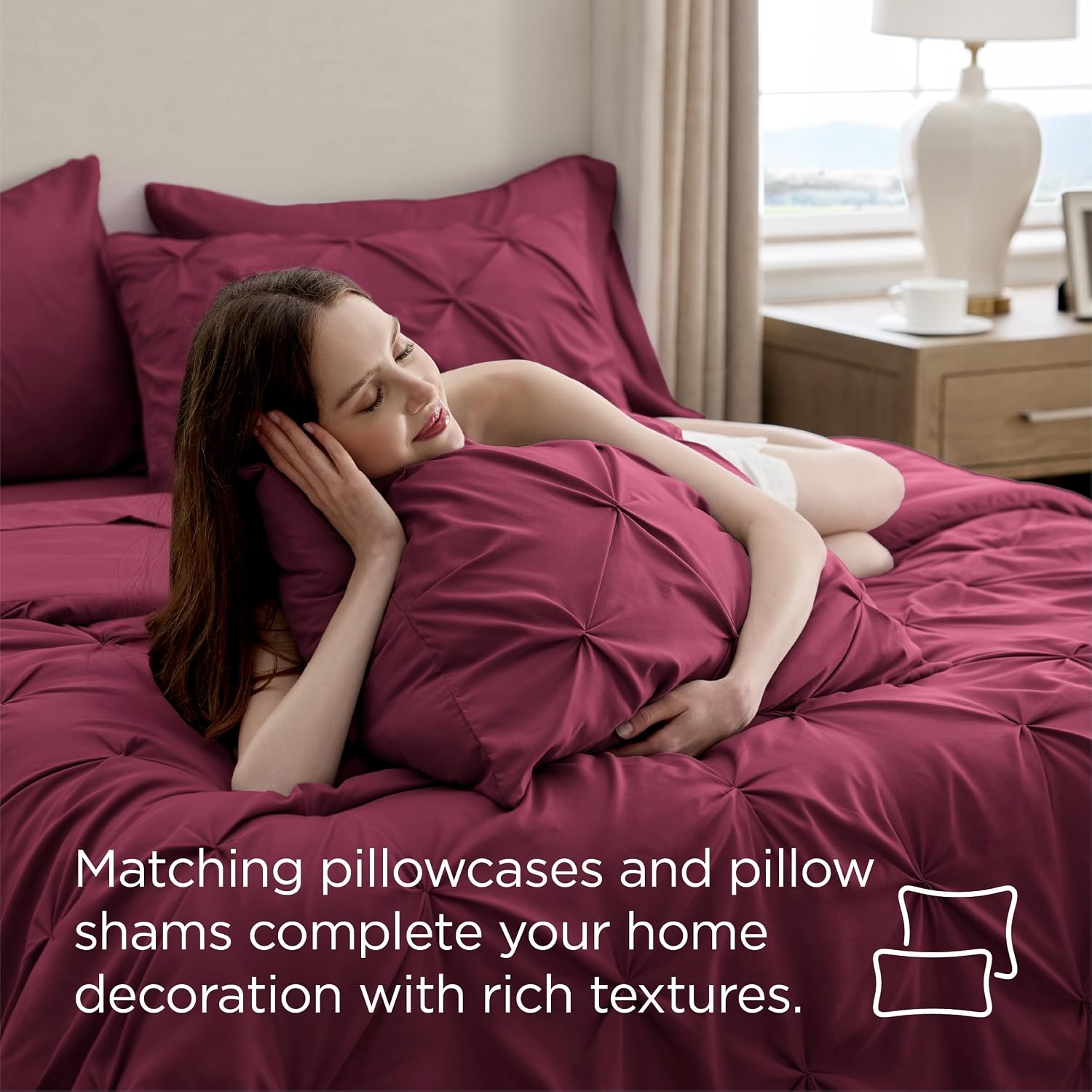 image:imageBedsure Twin XL Comforter Set Pink Dorm Room Essentials for Girls Extra Long Twin XL Bedding Set with Sheets All Season Down Alternative Comforter with Sheets Pillowcase amp Sham10 Burgundy
