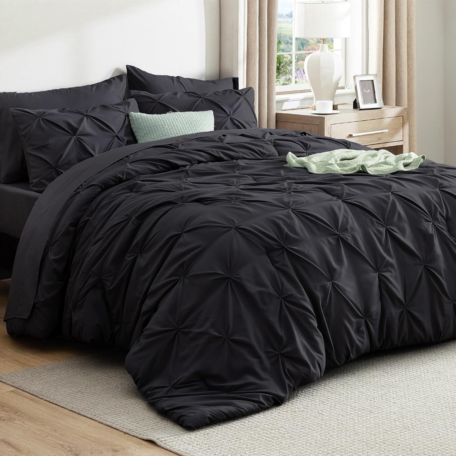 image:imageBedsure Twin XL Comforter Set Pink Dorm Room Essentials for Girls Extra Long Twin XL Bedding Set with Sheets All Season Down Alternative Comforter with Sheets Pillowcase amp Sham11 Black