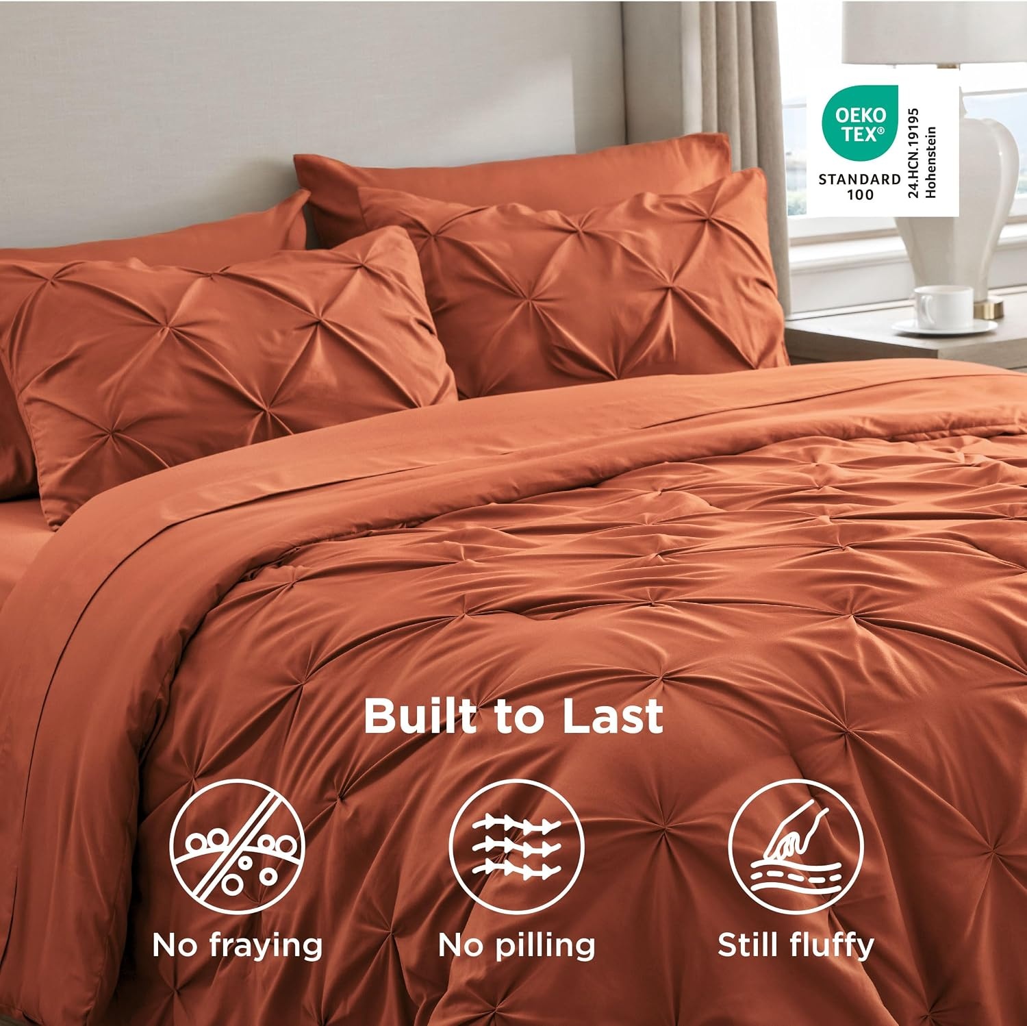 image:imageBedsure Twin XL Comforter Set Pink Dorm Room Essentials for Girls Extra Long Twin XL Bedding Set with Sheets All Season Down Alternative Comforter with Sheets Pillowcase amp Sham16 Burnt Orange