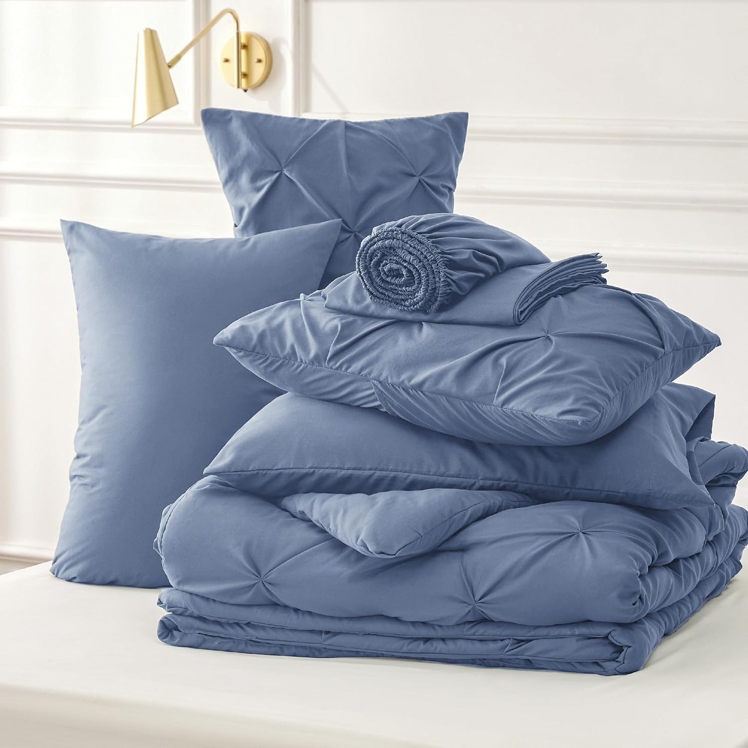 image:imageBedsure Twin XL Comforter Set Pink Dorm Room Essentials for Girls Extra Long Twin XL Bedding Set with Sheets All Season Down Alternative Comforter with Sheets Pillowcase amp Sham08 Slate Blue