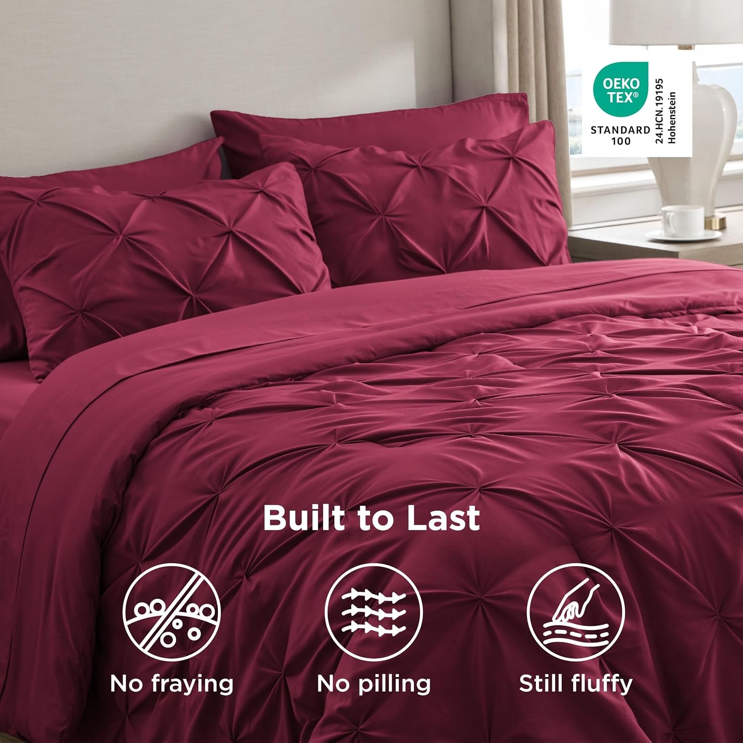 image:imageBedsure Twin XL Comforter Set Pink Dorm Room Essentials for Girls Extra Long Twin XL Bedding Set with Sheets All Season Down Alternative Comforter with Sheets Pillowcase amp Sham24 Dark Red