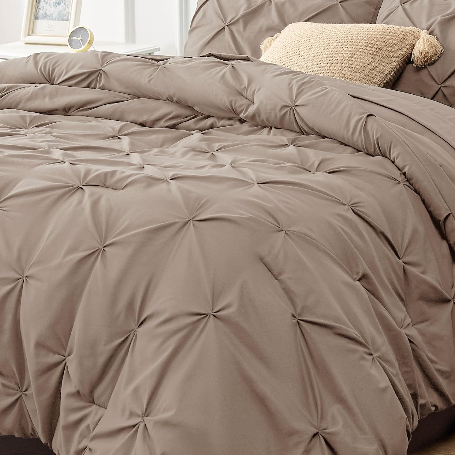 image:imageBedsure Twin XL Comforter Set Pink Dorm Room Essentials for Girls Extra Long Twin XL Bedding Set with Sheets All Season Down Alternative Comforter with Sheets Pillowcase amp Sham20 Khaki