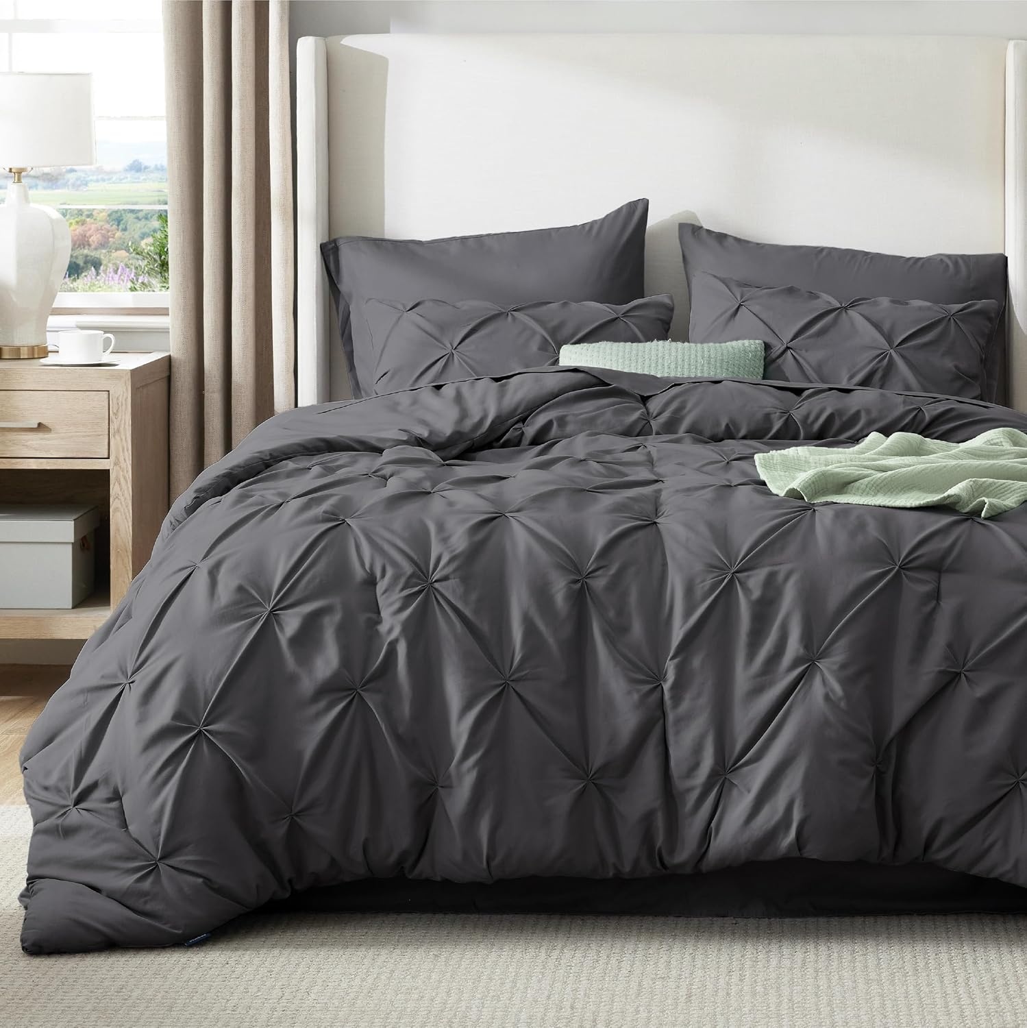 image:imageBedsure Twin XL Comforter Set Pink Dorm Room Essentials for Girls Extra Long Twin XL Bedding Set with Sheets All Season Down Alternative Comforter with Sheets Pillowcase amp Sham04 Dark Grey
