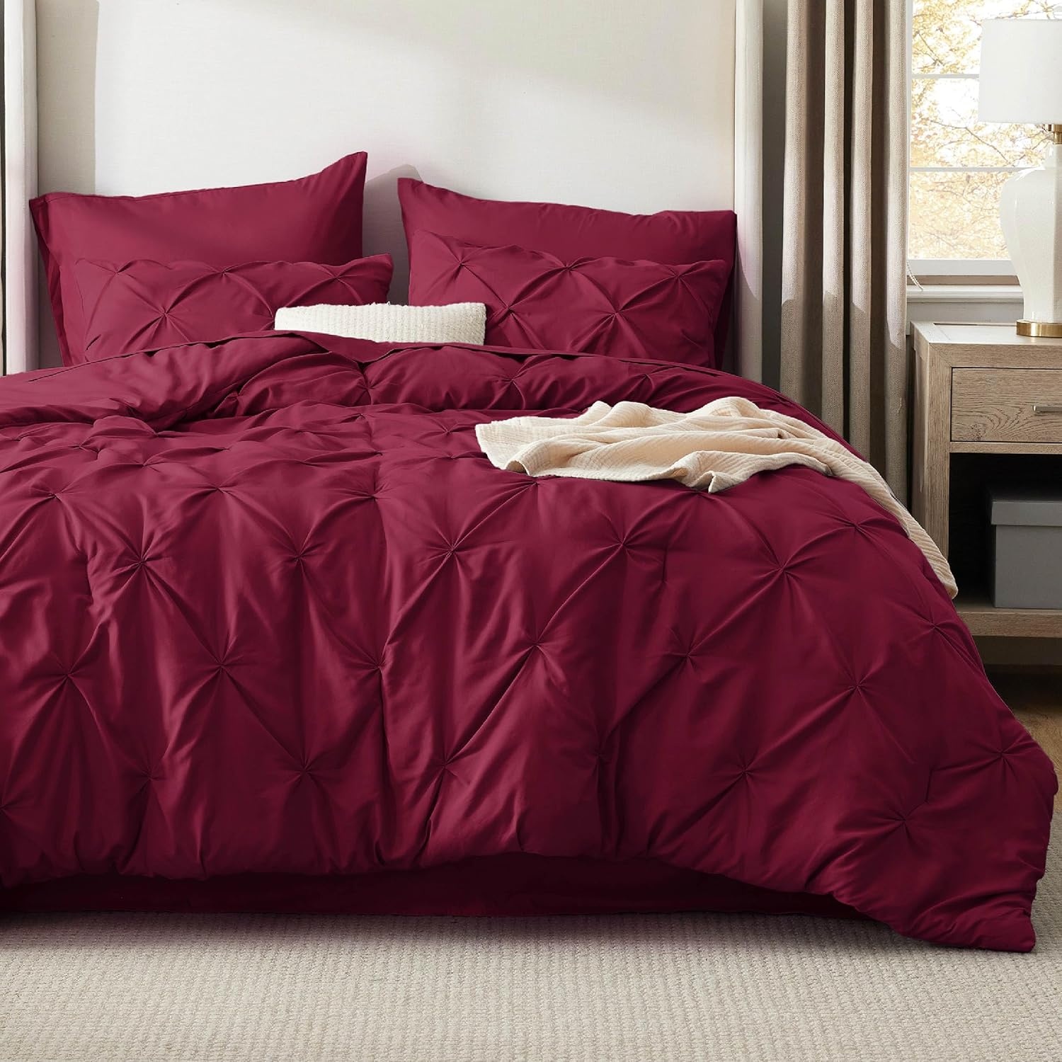 image:imageBedsure Twin XL Comforter Set Pink Dorm Room Essentials for Girls Extra Long Twin XL Bedding Set with Sheets All Season Down Alternative Comforter with Sheets Pillowcase amp Sham24 Dark Red
