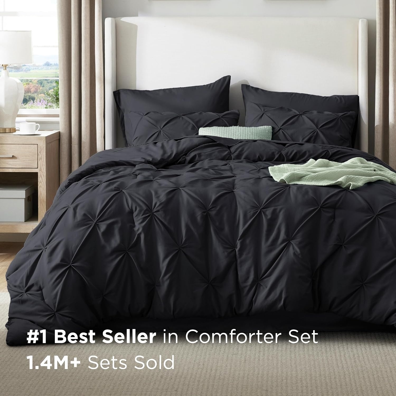 image:imageBedsure Twin XL Comforter Set Pink Dorm Room Essentials for Girls Extra Long Twin XL Bedding Set with Sheets All Season Down Alternative Comforter with Sheets Pillowcase amp Sham11 Black