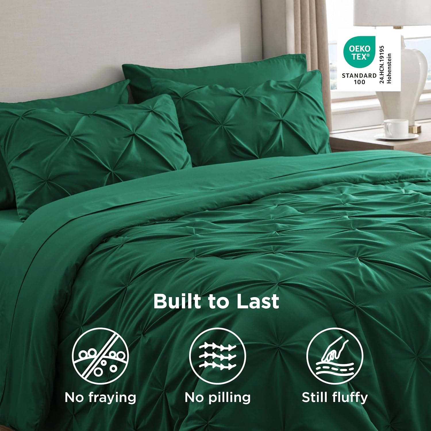 image:imageBedsure Twin XL Comforter Set Pink Dorm Room Essentials for Girls Extra Long Twin XL Bedding Set with Sheets All Season Down Alternative Comforter with Sheets Pillowcase amp Sham26 Emerald Green