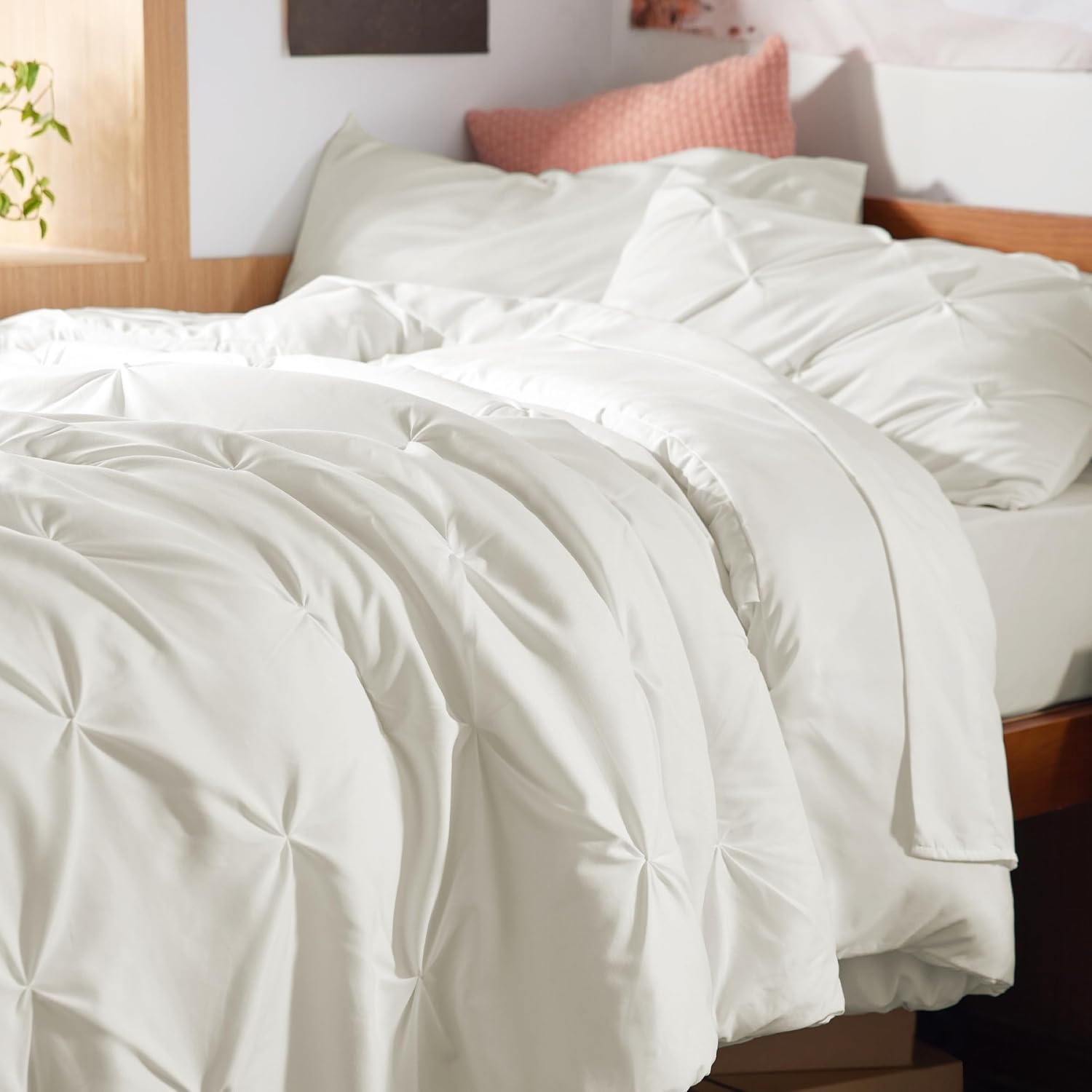 image:imageBedsure Twin XL Comforter Set Pink Dorm Room Essentials for Girls Extra Long Twin XL Bedding Set with Sheets All Season Down Alternative Comforter with Sheets Pillowcase amp Sham19 Ivory