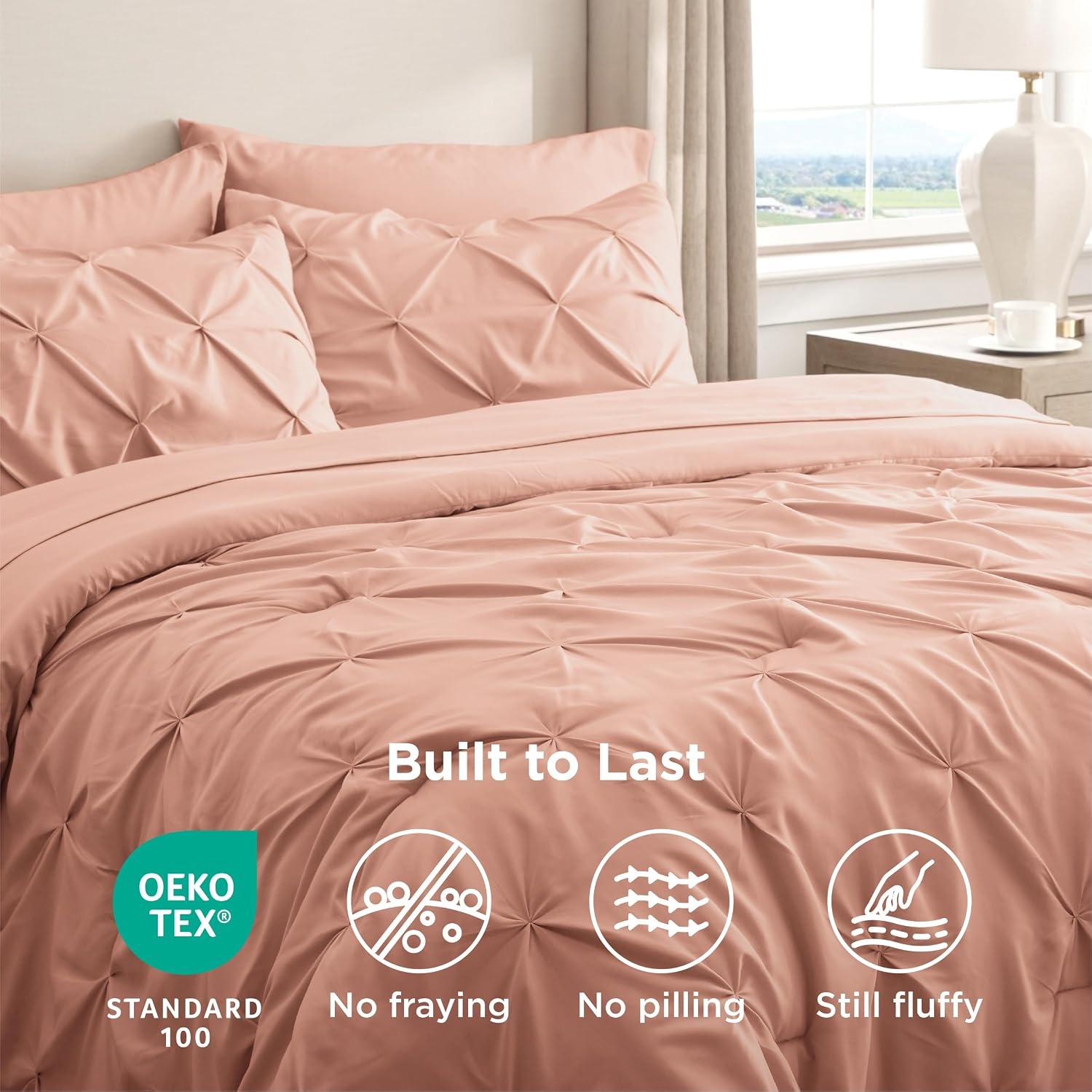 image:imageBedsure Twin XL Comforter Set Pink Dorm Room Essentials for Girls Extra Long Twin XL Bedding Set with Sheets All Season Down Alternative Comforter with Sheets Pillowcase amp Sham29 Dusty Pink