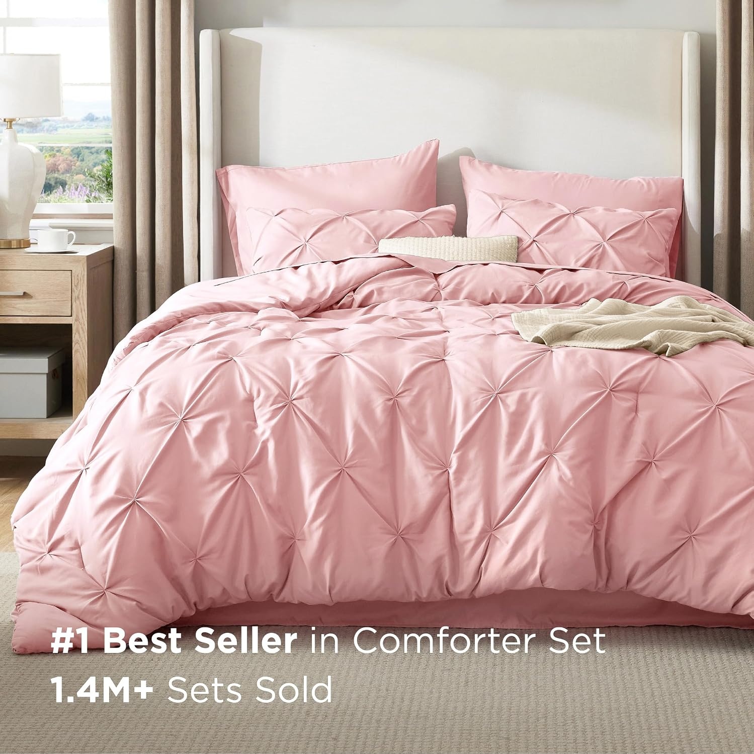 image:imageBedsure Twin XL Comforter Set Pink Dorm Room Essentials for Girls Extra Long Twin XL Bedding Set with Sheets All Season Down Alternative Comforter with Sheets Pillowcase amp Sham06 Pink