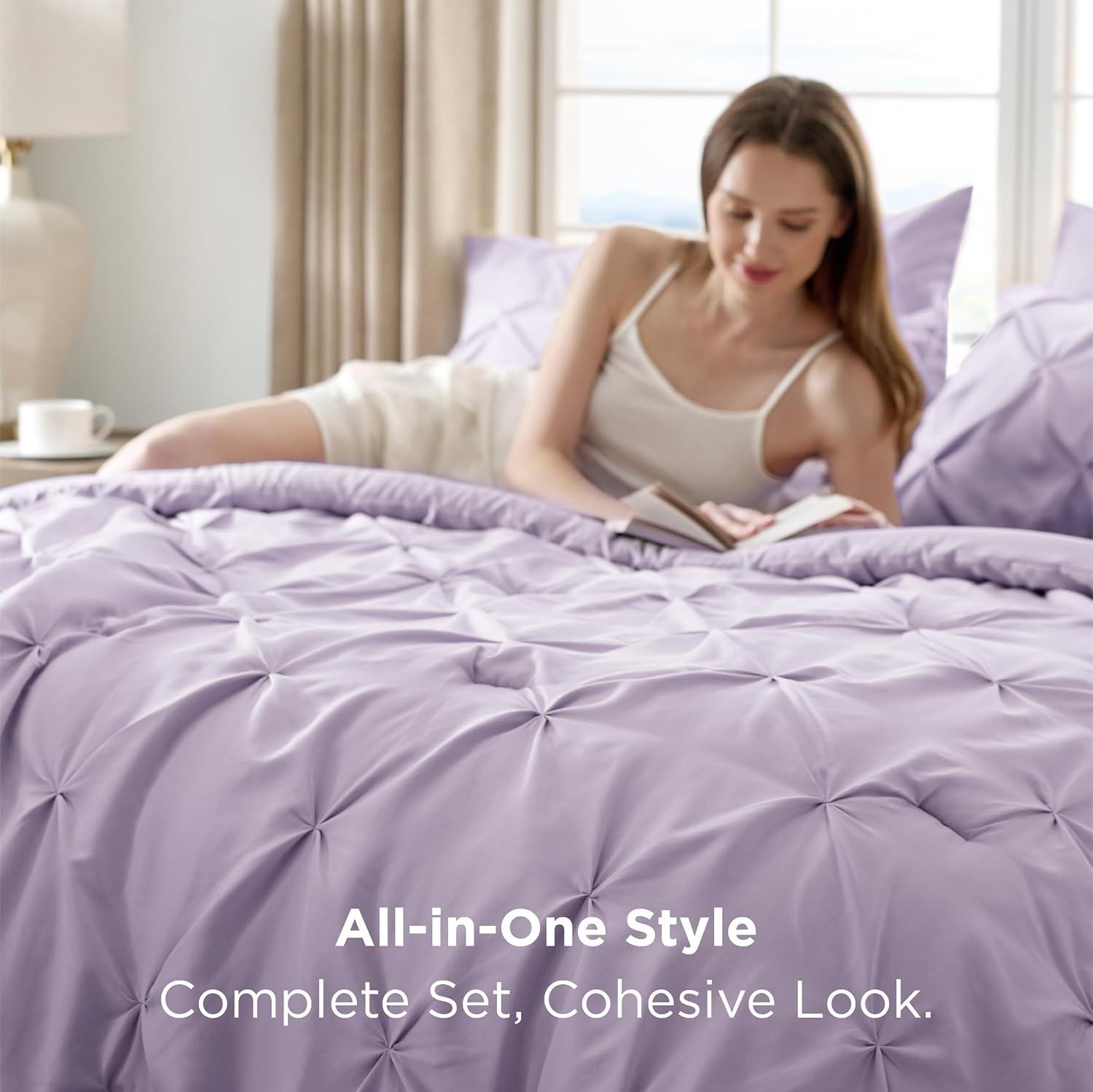 image:imageBedsure Twin XL Comforter Set Pink Dorm Room Essentials for Girls Extra Long Twin XL Bedding Set with Sheets All Season Down Alternative Comforter with Sheets Pillowcase amp Sham13 Light Purple