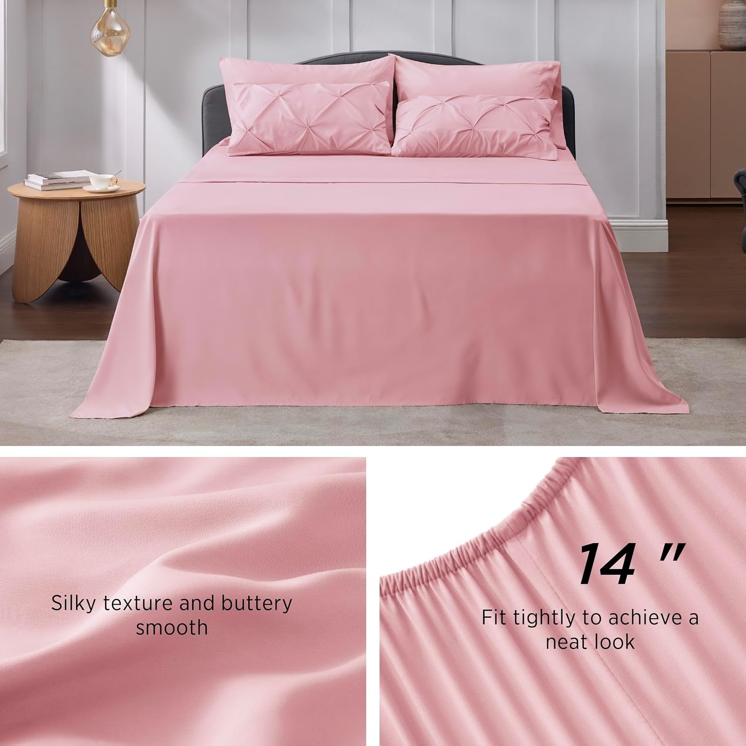 image:imageBedsure Twin XL Comforter Set Pink Dorm Room Essentials for Girls Extra Long Twin XL Bedding Set with Sheets All Season Down Alternative Comforter with Sheets Pillowcase amp Sham27 Baby Pink