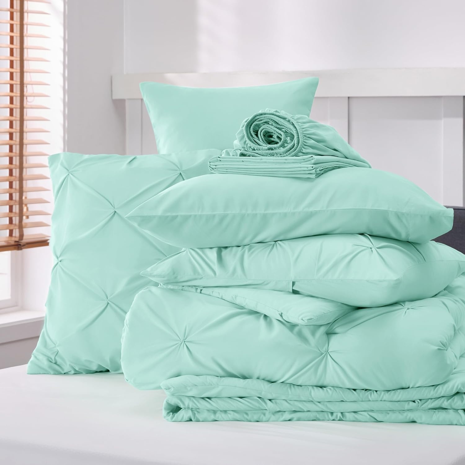 image:imageBedsure Twin XL Comforter Set Pink Dorm Room Essentials for Girls Extra Long Twin XL Bedding Set with Sheets All Season Down Alternative Comforter with Sheets Pillowcase amp Sham28 Mint Green