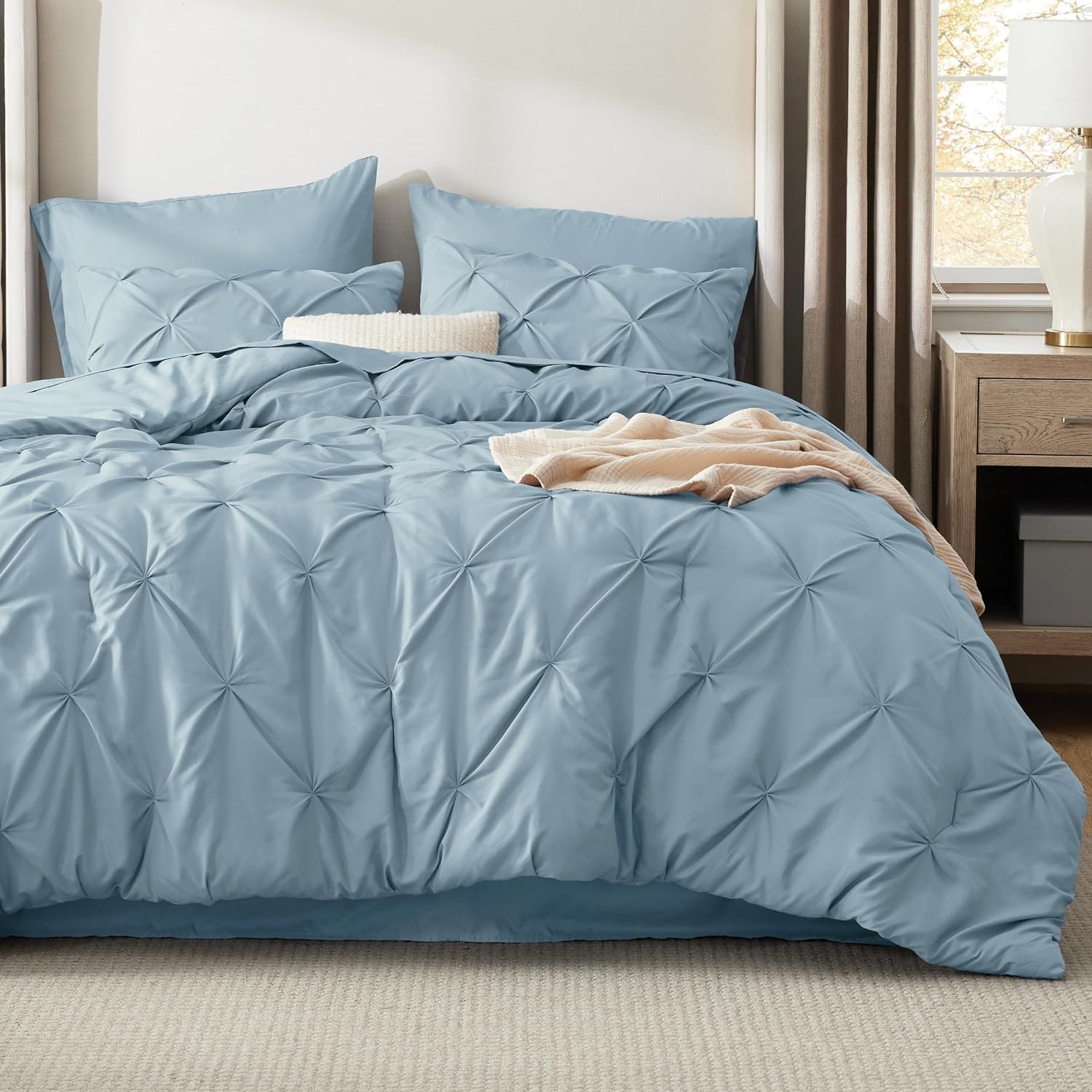 image:imageBedsure Twin XL Comforter Set Pink Dorm Room Essentials for Girls Extra Long Twin XL Bedding Set with Sheets All Season Down Alternative Comforter with Sheets Pillowcase amp Sham18 Light Blue