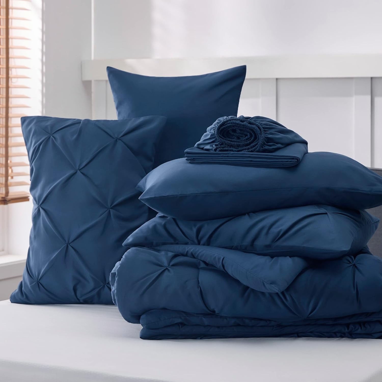 image:imageBedsure Twin XL Comforter Set Pink Dorm Room Essentials for Girls Extra Long Twin XL Bedding Set with Sheets All Season Down Alternative Comforter with Sheets Pillowcase amp Sham12 Navy