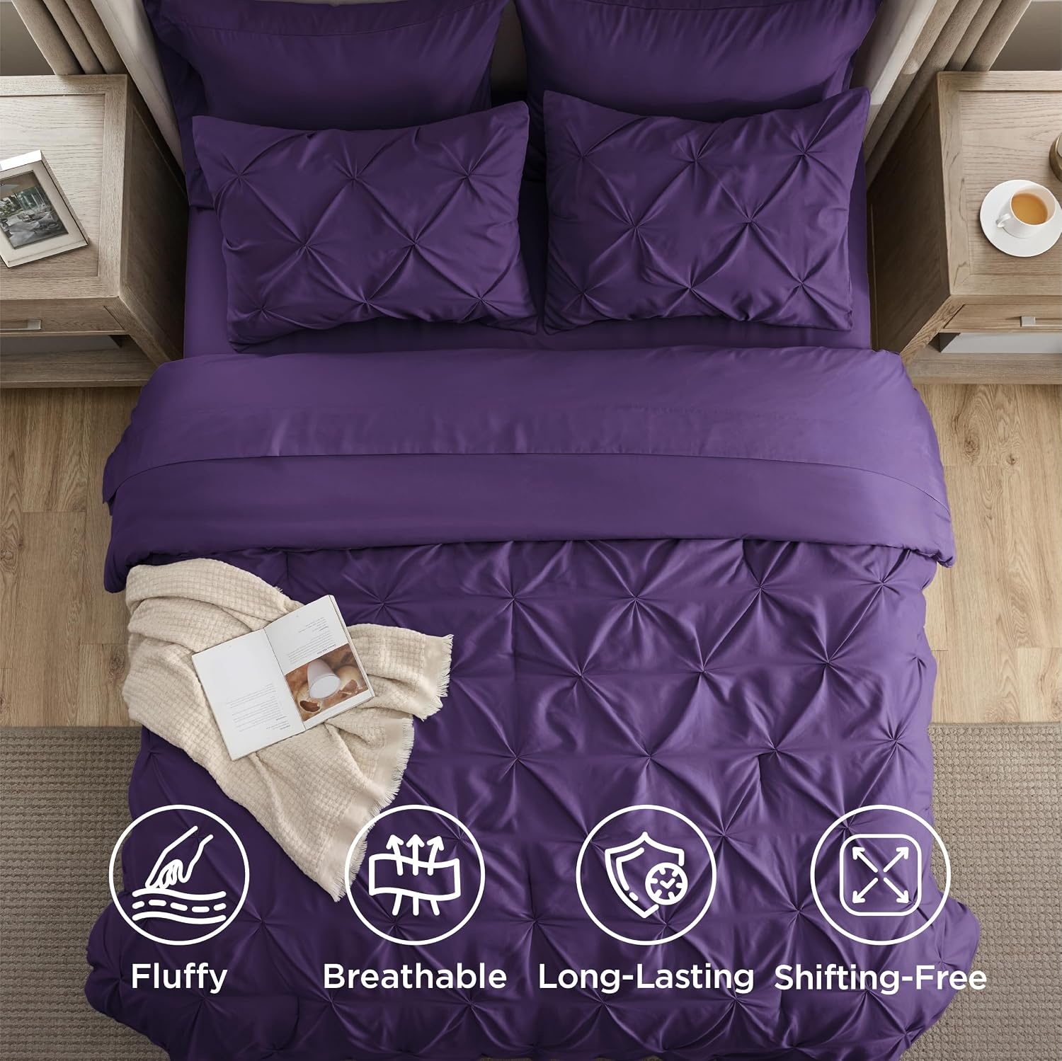 image:imageBedsure Twin XL Comforter Set Pink Dorm Room Essentials for Girls Extra Long Twin XL Bedding Set with Sheets All Season Down Alternative Comforter with Sheets Pillowcase amp Sham23 Purple