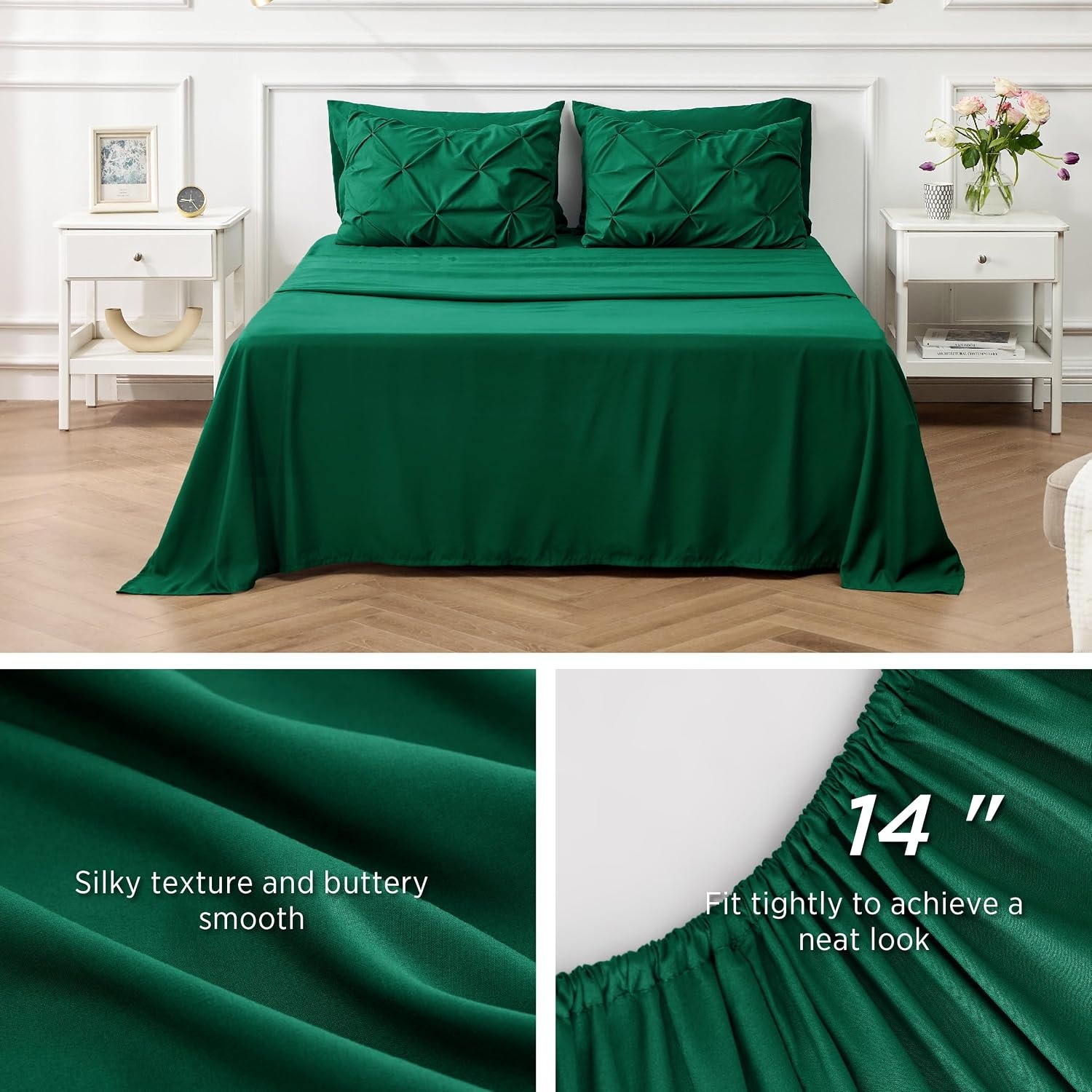 image:imageBedsure Twin XL Comforter Set Pink Dorm Room Essentials for Girls Extra Long Twin XL Bedding Set with Sheets All Season Down Alternative Comforter with Sheets Pillowcase amp Sham26 Emerald Green
