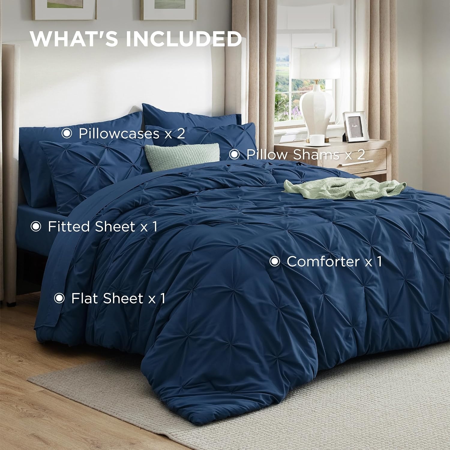 image:imageBedsure Twin XL Comforter Set Pink Dorm Room Essentials for Girls Extra Long Twin XL Bedding Set with Sheets All Season Down Alternative Comforter with Sheets Pillowcase amp Sham12 Navy