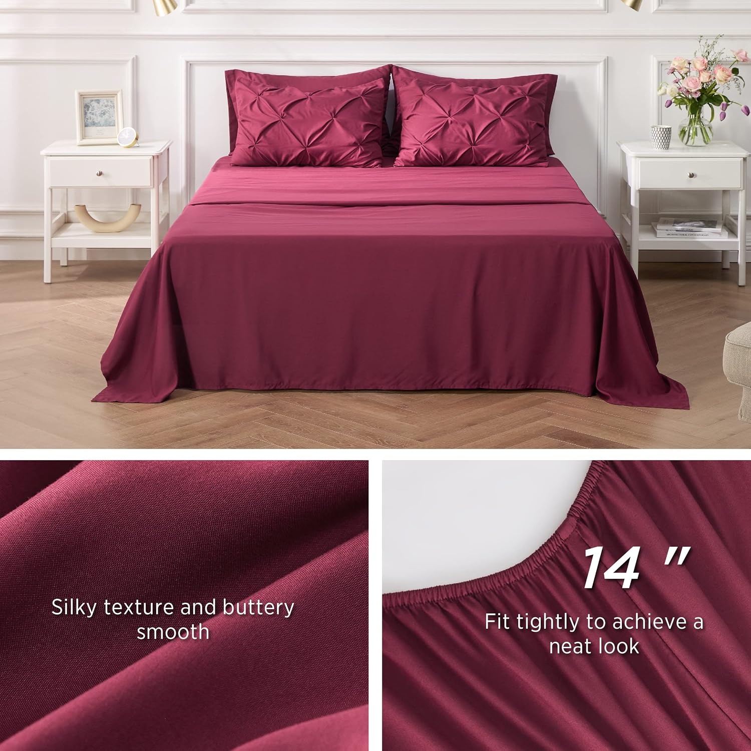 image:imageBedsure Twin XL Comforter Set Pink Dorm Room Essentials for Girls Extra Long Twin XL Bedding Set with Sheets All Season Down Alternative Comforter with Sheets Pillowcase amp Sham10 Burgundy