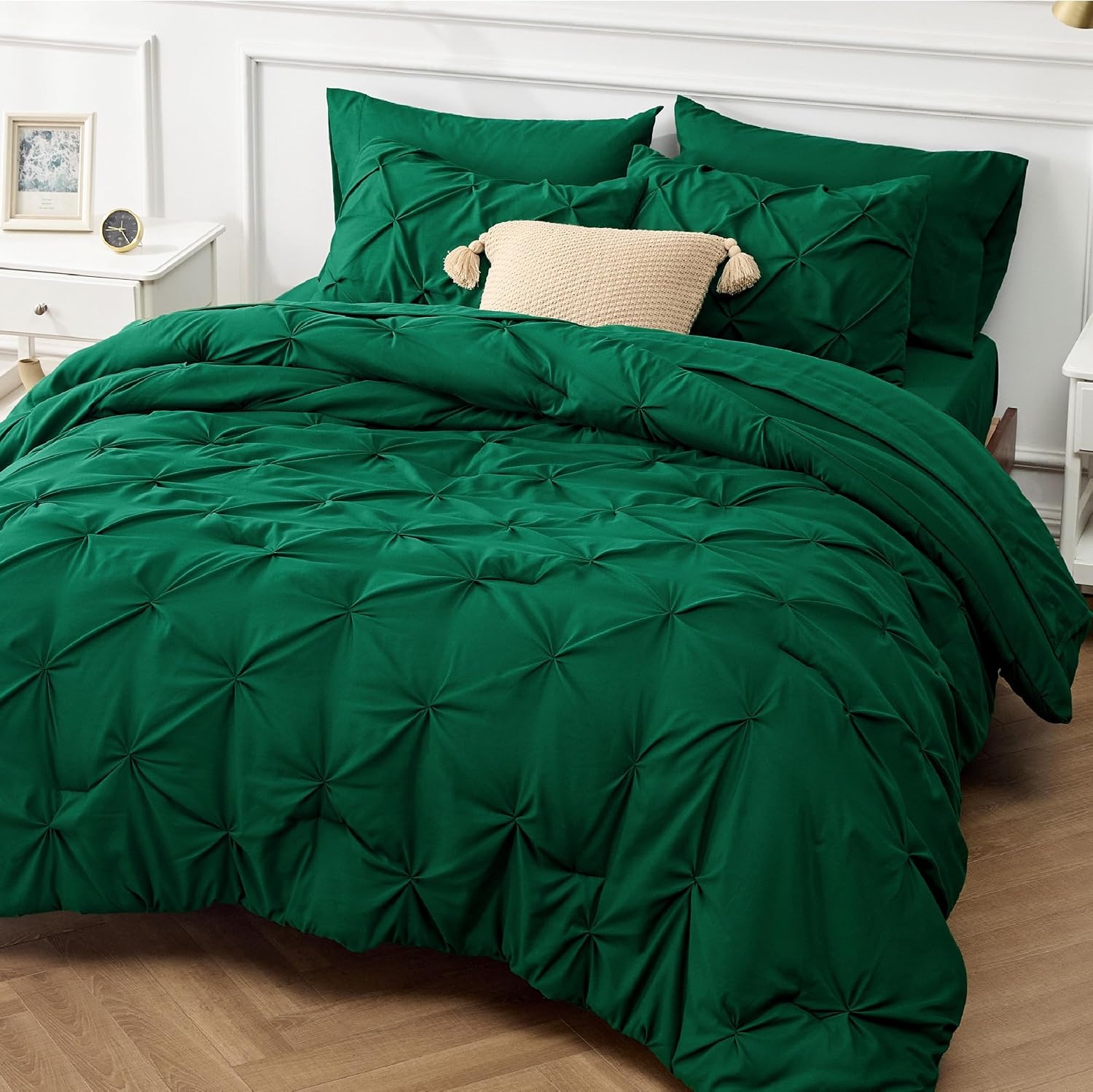 image:imageBedsure Twin XL Comforter Set Pink Dorm Room Essentials for Girls Extra Long Twin XL Bedding Set with Sheets All Season Down Alternative Comforter with Sheets Pillowcase amp Sham26 Emerald Green