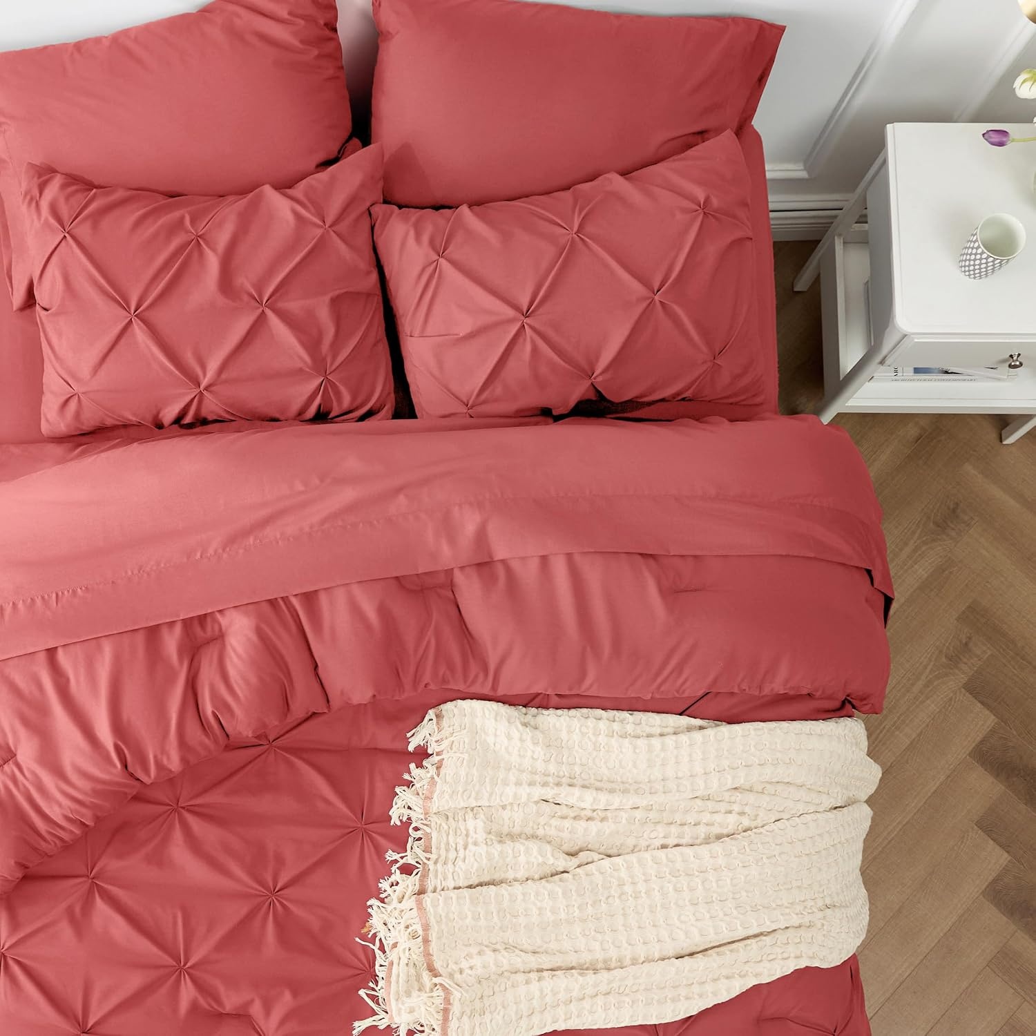 image:imageBedsure Twin XL Comforter Set Pink Dorm Room Essentials for Girls Extra Long Twin XL Bedding Set with Sheets All Season Down Alternative Comforter with Sheets Pillowcase amp Sham30 Coral