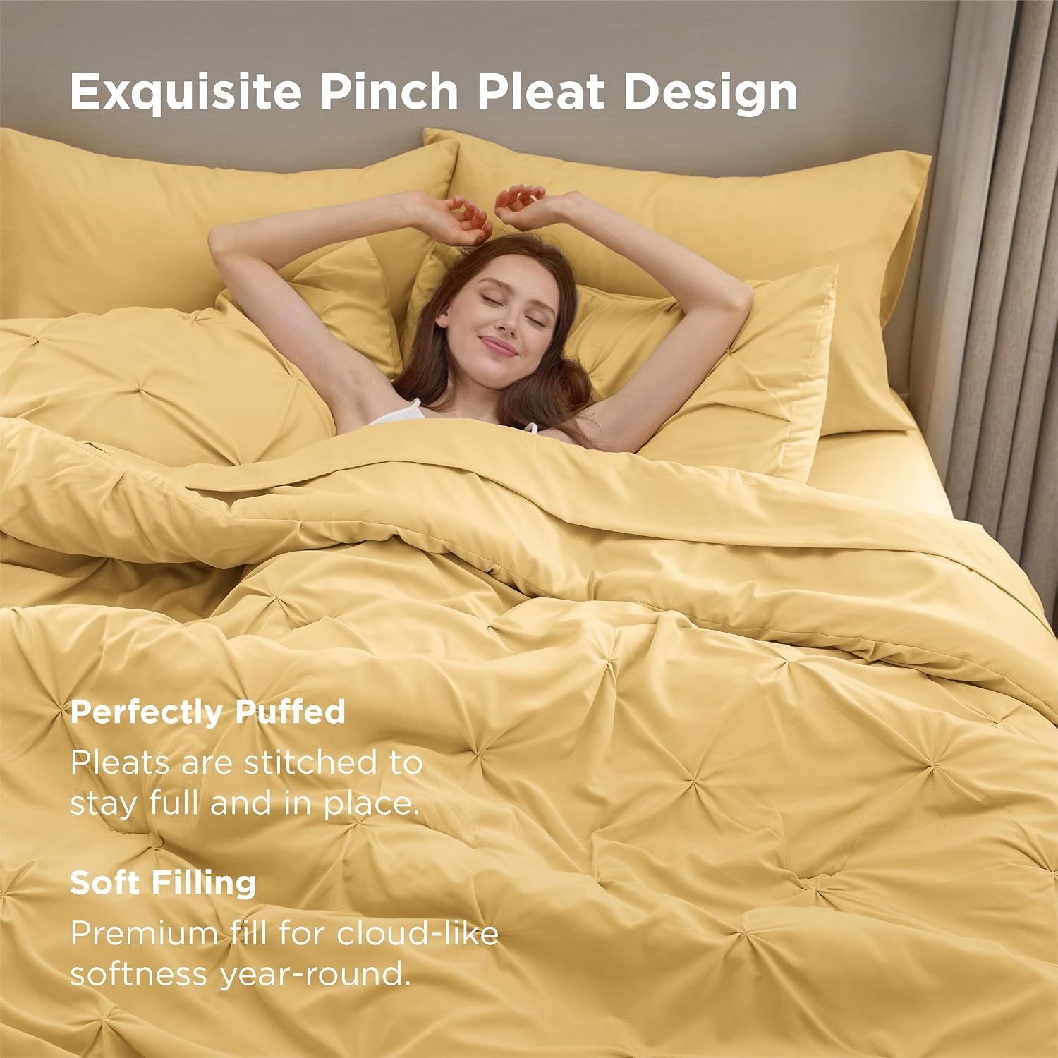 image:imageBedsure Twin XL Comforter Set Pink Dorm Room Essentials for Girls Extra Long Twin XL Bedding Set with Sheets All Season Down Alternative Comforter with Sheets Pillowcase amp Sham25 Yellow