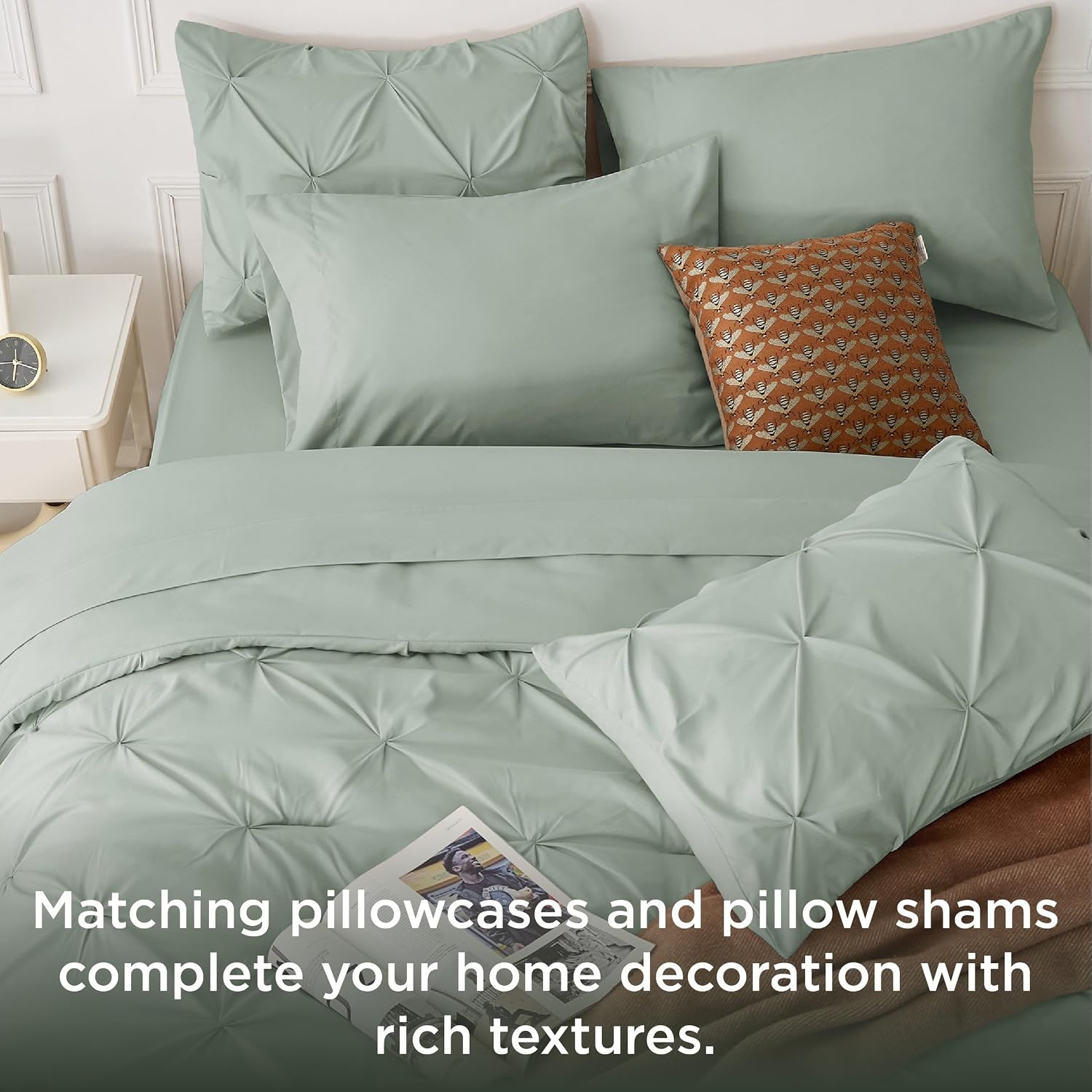 image:imageBedsure Twin XL Comforter Set Pink Dorm Room Essentials for Girls Extra Long Twin XL Bedding Set with Sheets All Season Down Alternative Comforter with Sheets Pillowcase amp Sham05 Sage Green