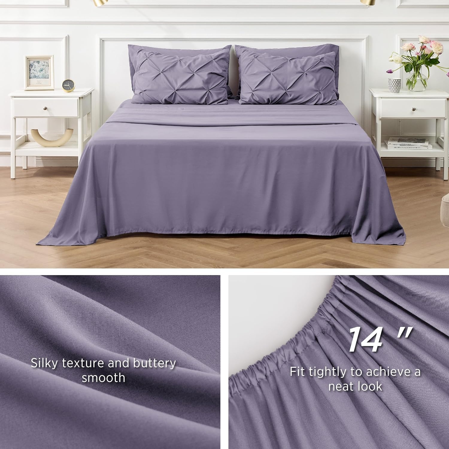 image:imageBedsure Twin XL Comforter Set Pink Dorm Room Essentials for Girls Extra Long Twin XL Bedding Set with Sheets All Season Down Alternative Comforter with Sheets Pillowcase amp Sham15 Grayish Purple