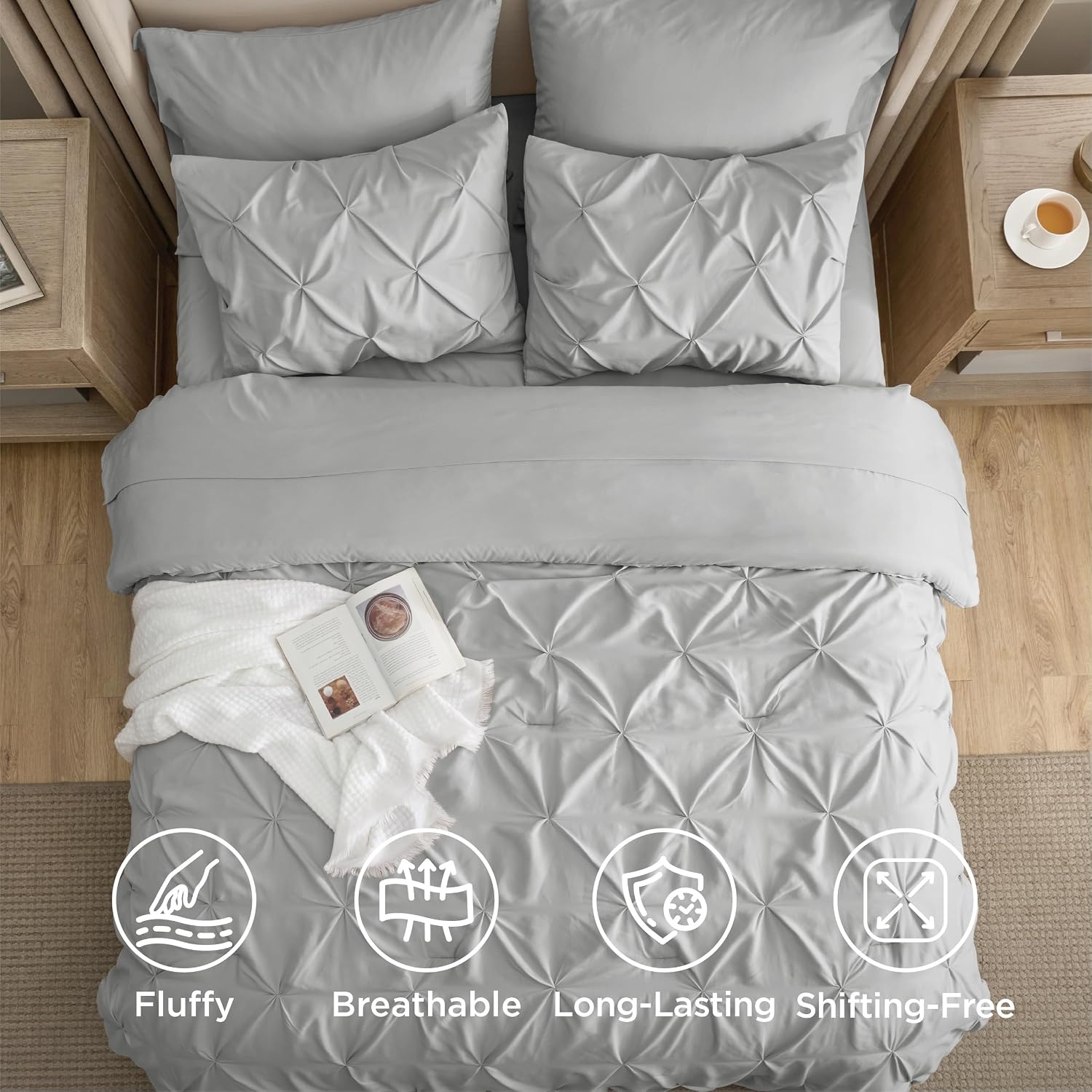image:imageBedsure Twin XL Comforter Set Pink Dorm Room Essentials for Girls Extra Long Twin XL Bedding Set with Sheets All Season Down Alternative Comforter with Sheets Pillowcase amp Sham22 Light Grey