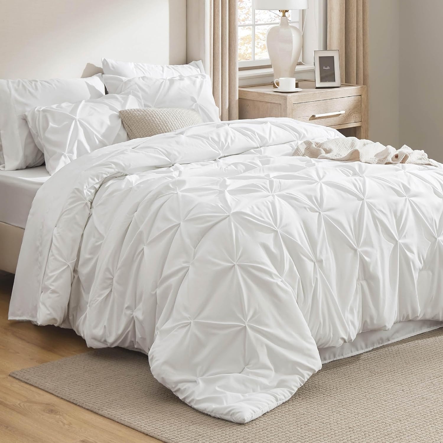 image:imageBedsure Twin XL Comforter Set Pink Dorm Room Essentials for Girls Extra Long Twin XL Bedding Set with Sheets All Season Down Alternative Comforter with Sheets Pillowcase amp Sham03 White