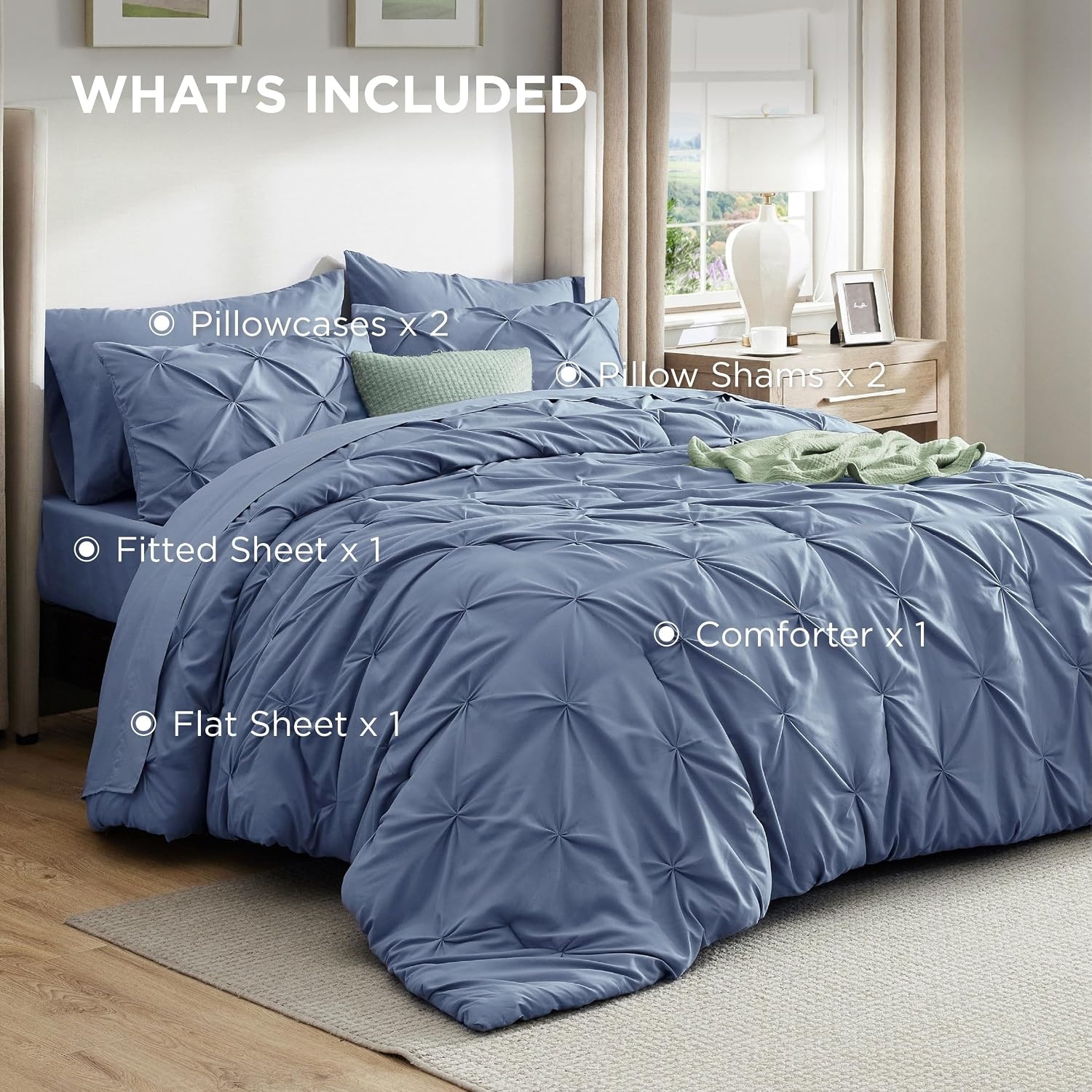 image:imageBedsure Twin XL Comforter Set Pink Dorm Room Essentials for Girls Extra Long Twin XL Bedding Set with Sheets All Season Down Alternative Comforter with Sheets Pillowcase amp Sham08 Slate Blue