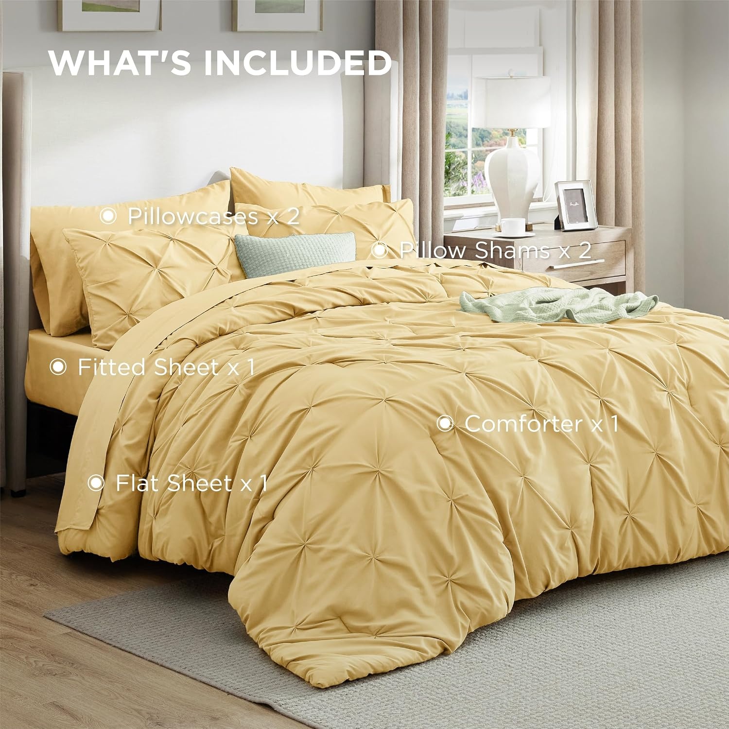 image:imageBedsure Twin XL Comforter Set Pink Dorm Room Essentials for Girls Extra Long Twin XL Bedding Set with Sheets All Season Down Alternative Comforter with Sheets Pillowcase amp Sham25 Yellow