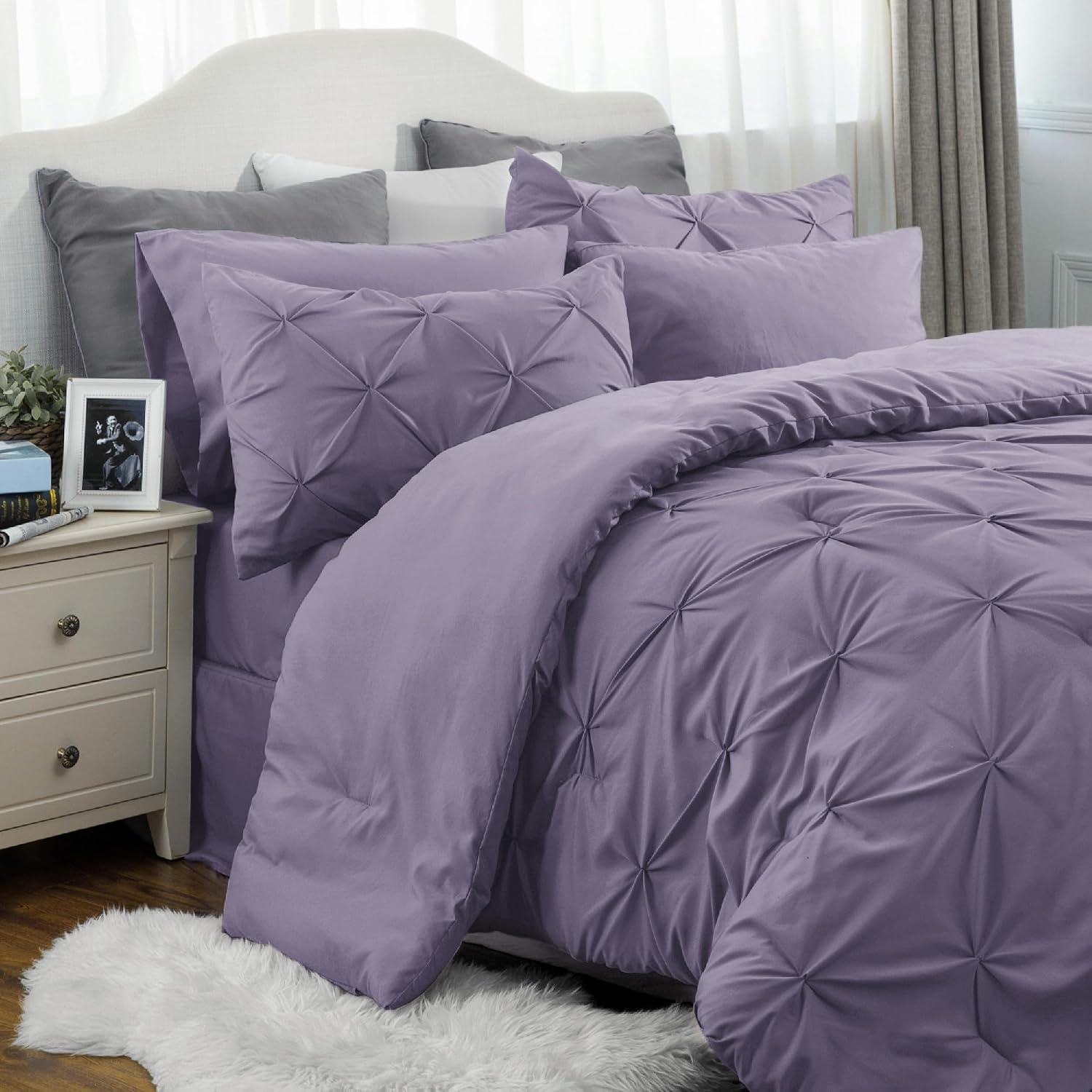 image:imageBedsure Twin XL Comforter Set Pink Dorm Room Essentials for Girls Extra Long Twin XL Bedding Set with Sheets All Season Down Alternative Comforter with Sheets Pillowcase amp Sham15 Grayish Purple
