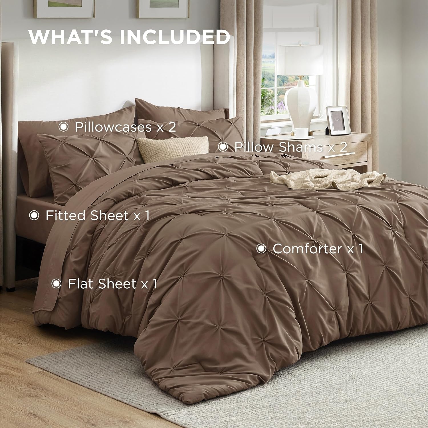 image:imageBedsure Twin XL Comforter Set Pink Dorm Room Essentials for Girls Extra Long Twin XL Bedding Set with Sheets All Season Down Alternative Comforter with Sheets Pillowcase amp Sham21 Brown