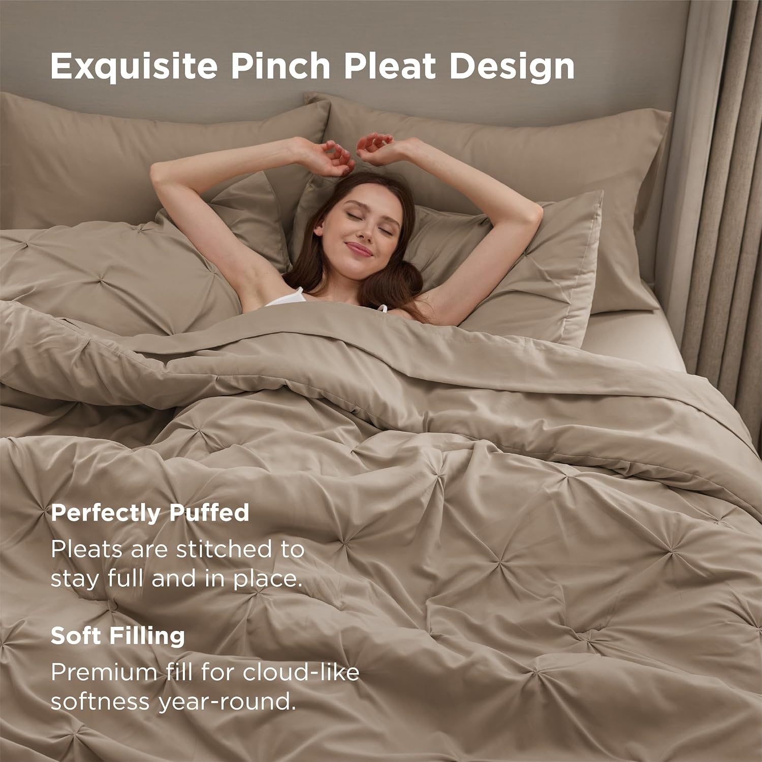 image:imageBedsure Twin XL Comforter Set Pink Dorm Room Essentials for Girls Extra Long Twin XL Bedding Set with Sheets All Season Down Alternative Comforter with Sheets Pillowcase amp Sham20 Khaki