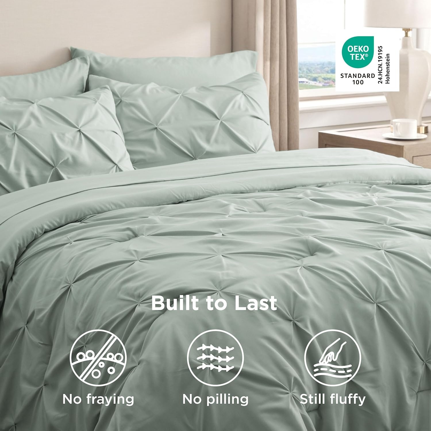 image:imageBedsure Twin XL Comforter Set Pink Dorm Room Essentials for Girls Extra Long Twin XL Bedding Set with Sheets All Season Down Alternative Comforter with Sheets Pillowcase amp Sham05 Sage Green