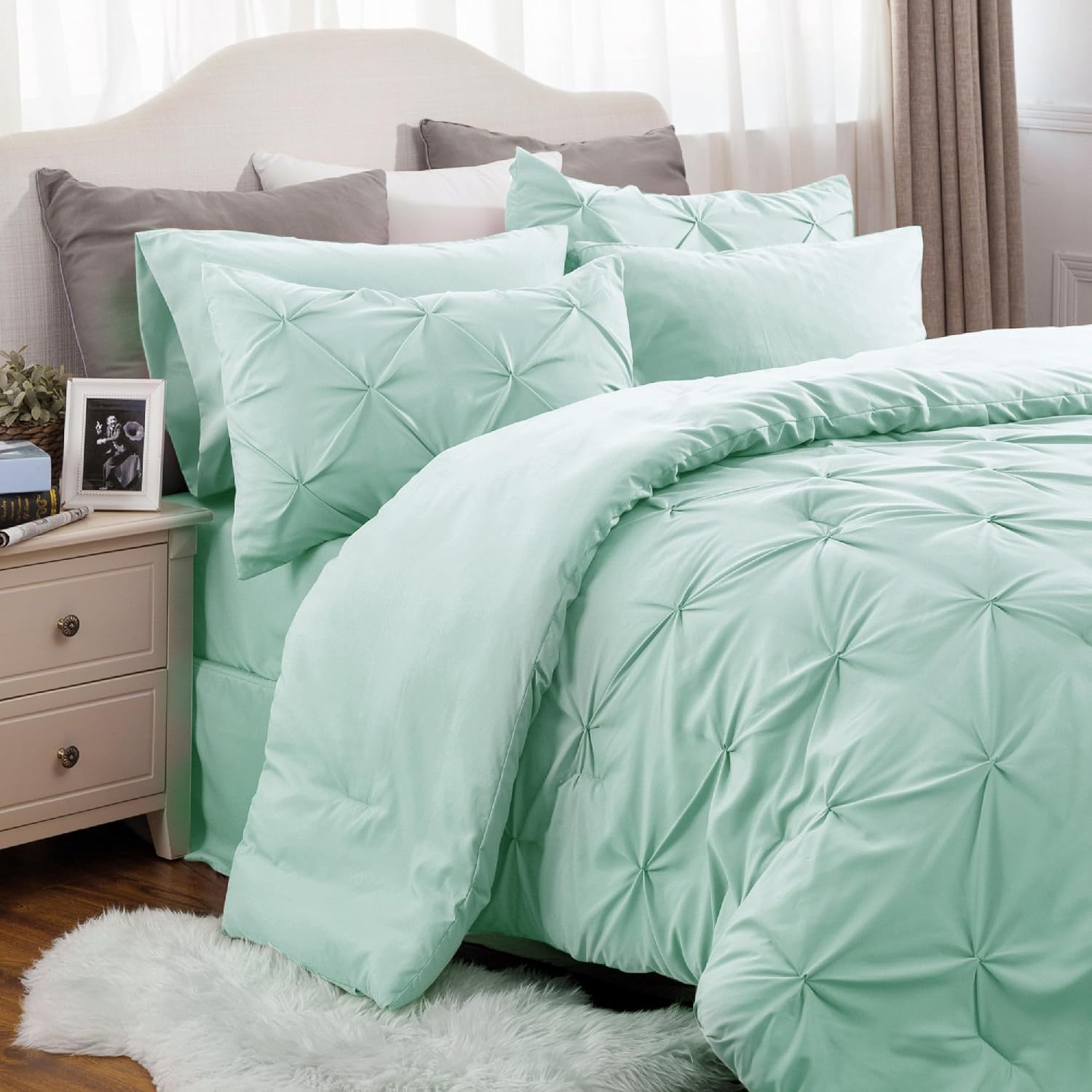 image:imageBedsure Twin XL Comforter Set Pink Dorm Room Essentials for Girls Extra Long Twin XL Bedding Set with Sheets All Season Down Alternative Comforter with Sheets Pillowcase amp Sham28 Mint Green