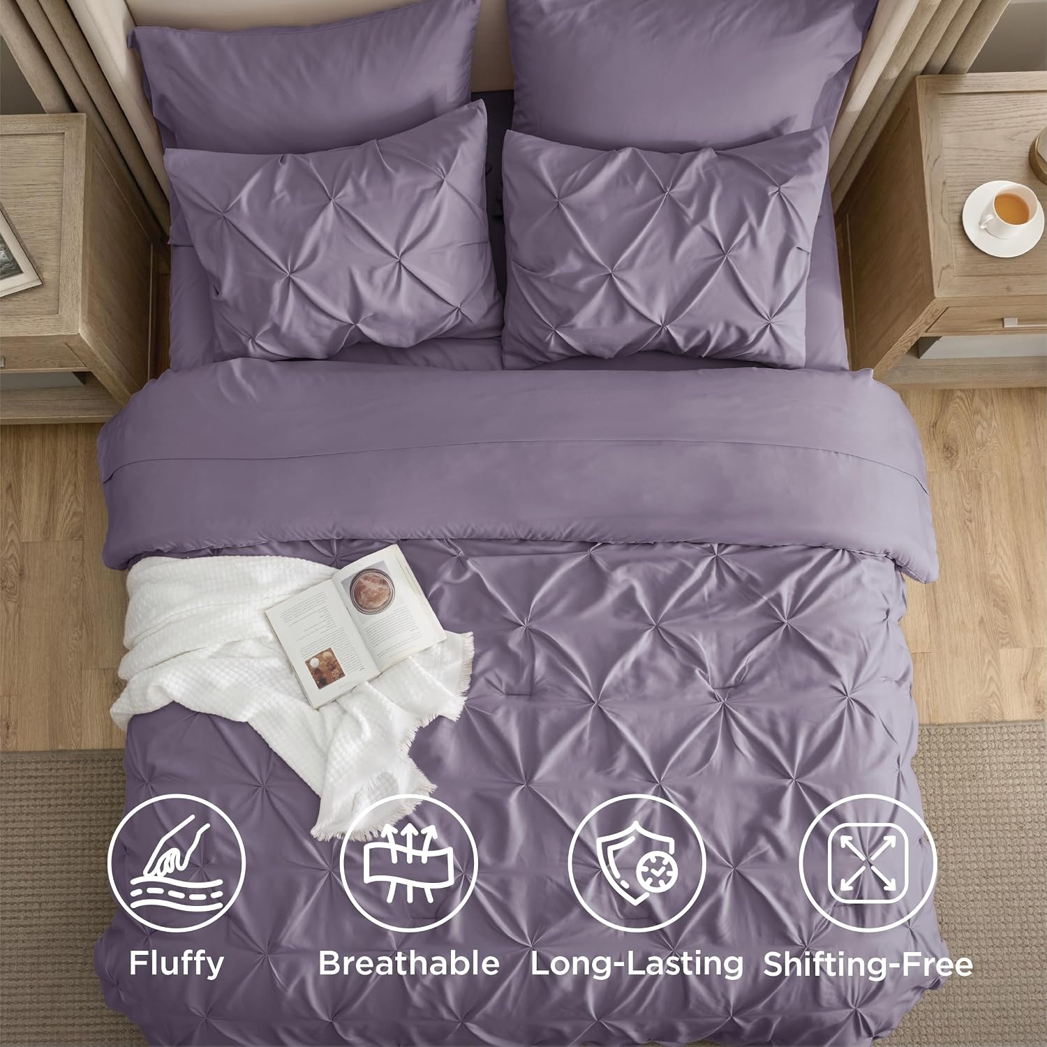 image:imageBedsure Twin XL Comforter Set Pink Dorm Room Essentials for Girls Extra Long Twin XL Bedding Set with Sheets All Season Down Alternative Comforter with Sheets Pillowcase amp Sham15 Grayish Purple
