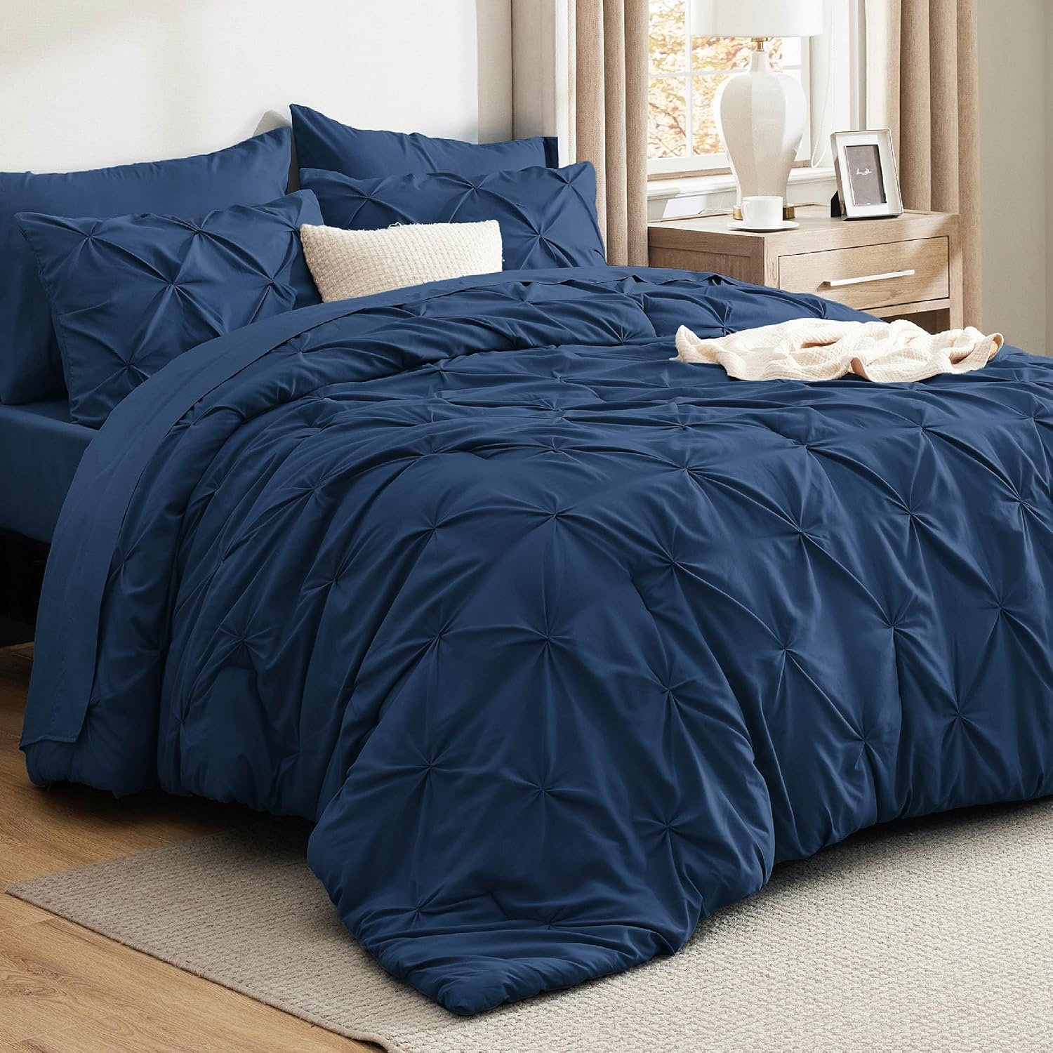 image:imageBedsure Twin XL Comforter Set Pink Dorm Room Essentials for Girls Extra Long Twin XL Bedding Set with Sheets All Season Down Alternative Comforter with Sheets Pillowcase amp Sham12 Navy