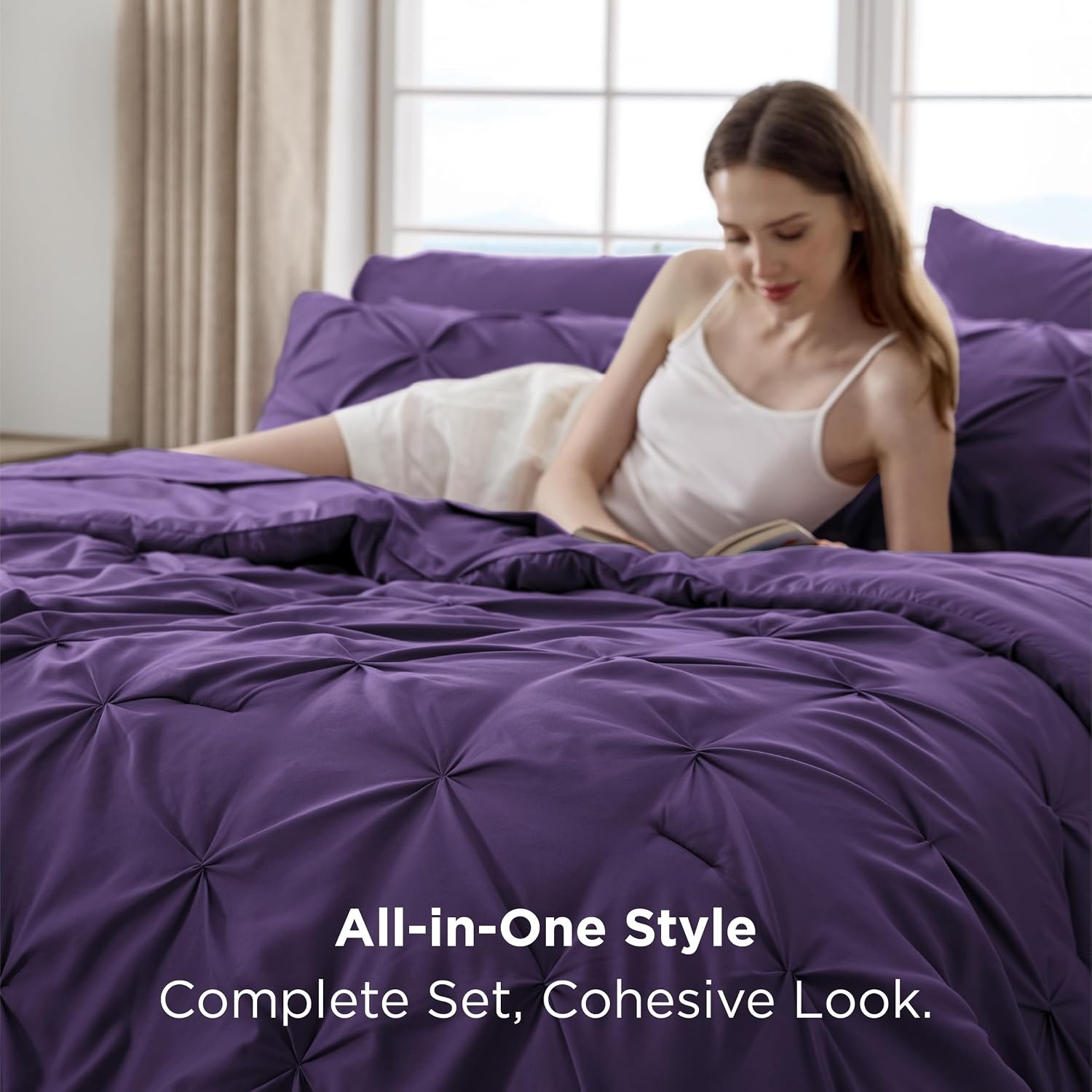 image:imageBedsure Twin XL Comforter Set Pink Dorm Room Essentials for Girls Extra Long Twin XL Bedding Set with Sheets All Season Down Alternative Comforter with Sheets Pillowcase amp Sham23 Purple