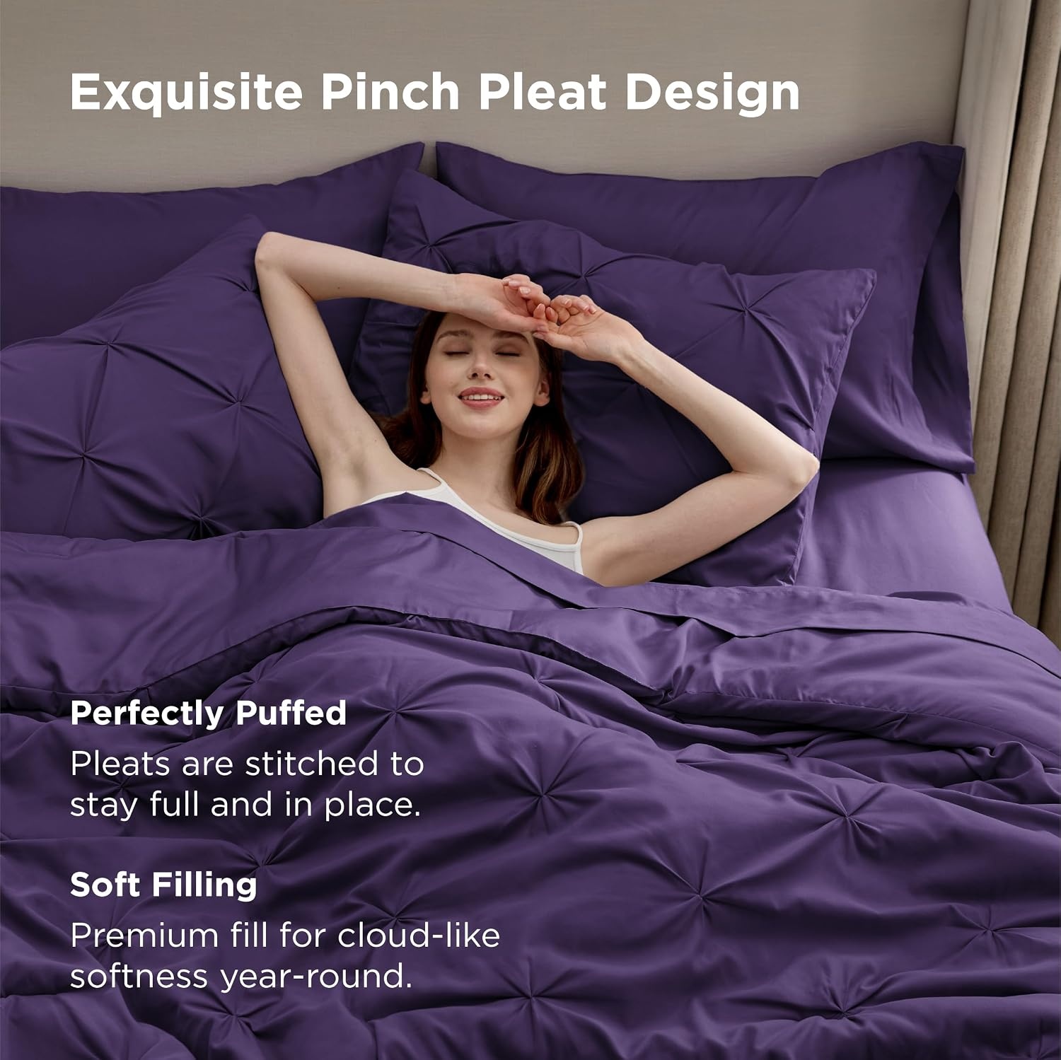 image:imageBedsure Twin XL Comforter Set Pink Dorm Room Essentials for Girls Extra Long Twin XL Bedding Set with Sheets All Season Down Alternative Comforter with Sheets Pillowcase amp Sham23 Purple