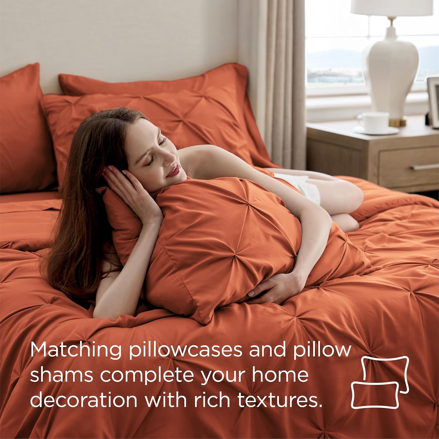 image:imageBedsure Twin XL Comforter Set Pink Dorm Room Essentials for Girls Extra Long Twin XL Bedding Set with Sheets All Season Down Alternative Comforter with Sheets Pillowcase amp Sham16 Burnt Orange