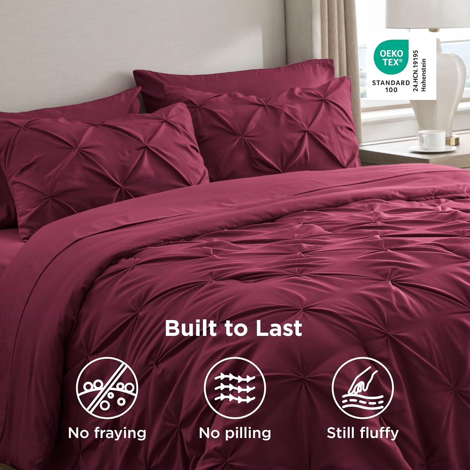 image:imageBedsure Twin XL Comforter Set Pink Dorm Room Essentials for Girls Extra Long Twin XL Bedding Set with Sheets All Season Down Alternative Comforter with Sheets Pillowcase amp Sham10 Burgundy