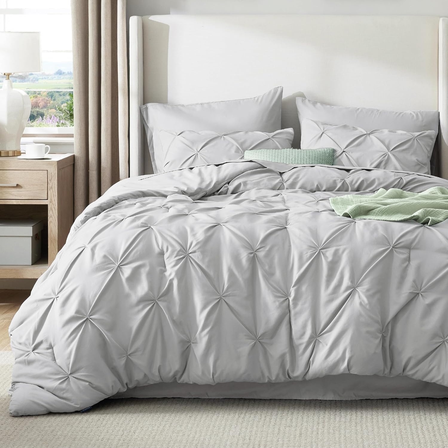image:imageBedsure Twin XL Comforter Set Pink Dorm Room Essentials for Girls Extra Long Twin XL Bedding Set with Sheets All Season Down Alternative Comforter with Sheets Pillowcase amp Sham22 Light Grey