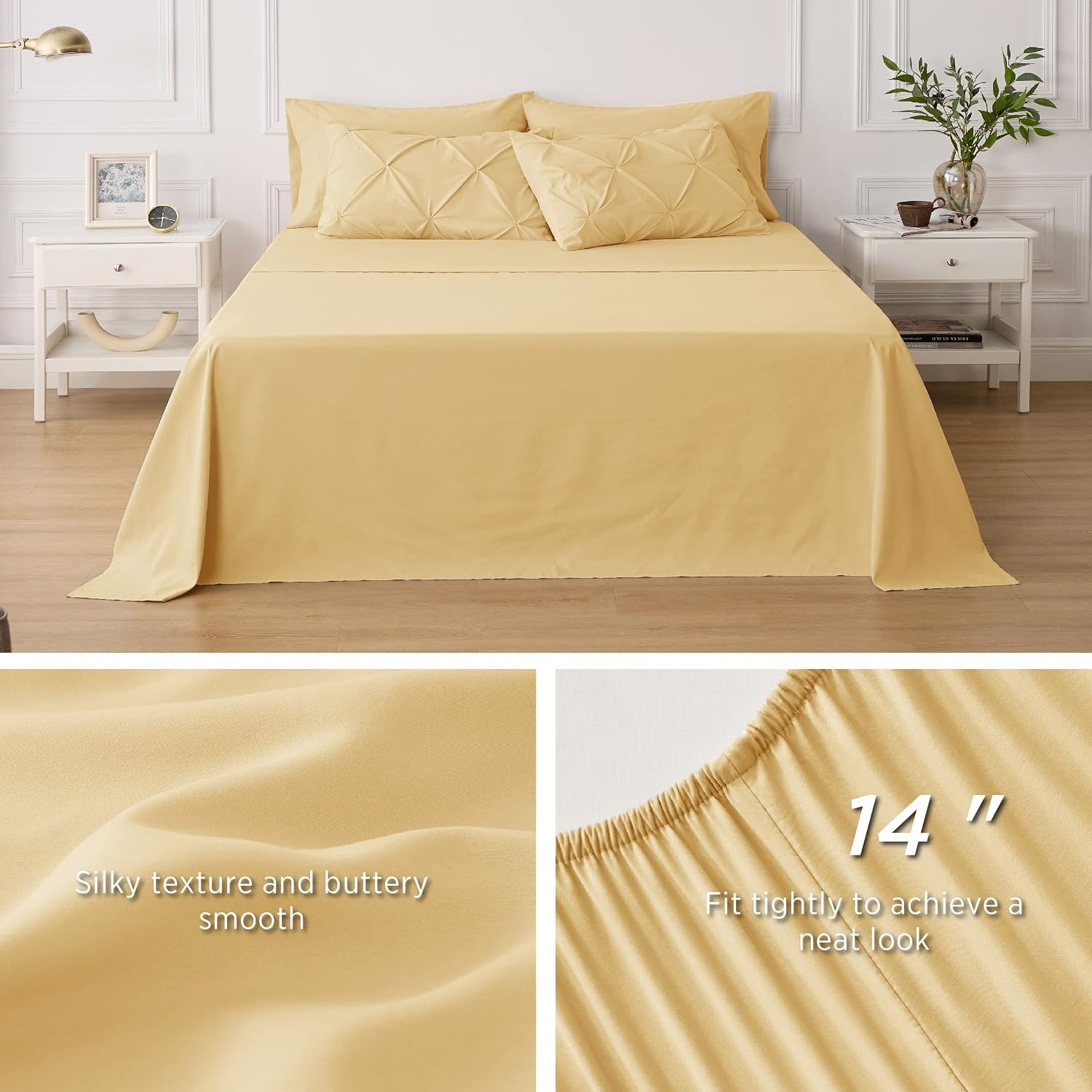 image:imageBedsure Twin XL Comforter Set Pink Dorm Room Essentials for Girls Extra Long Twin XL Bedding Set with Sheets All Season Down Alternative Comforter with Sheets Pillowcase amp Sham25 Yellow
