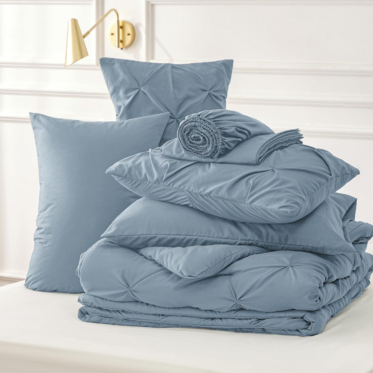 image:imageBedsure Twin XL Comforter Set Pink Dorm Room Essentials for Girls Extra Long Twin XL Bedding Set with Sheets All Season Down Alternative Comforter with Sheets Pillowcase amp Sham07 Mineral Blue