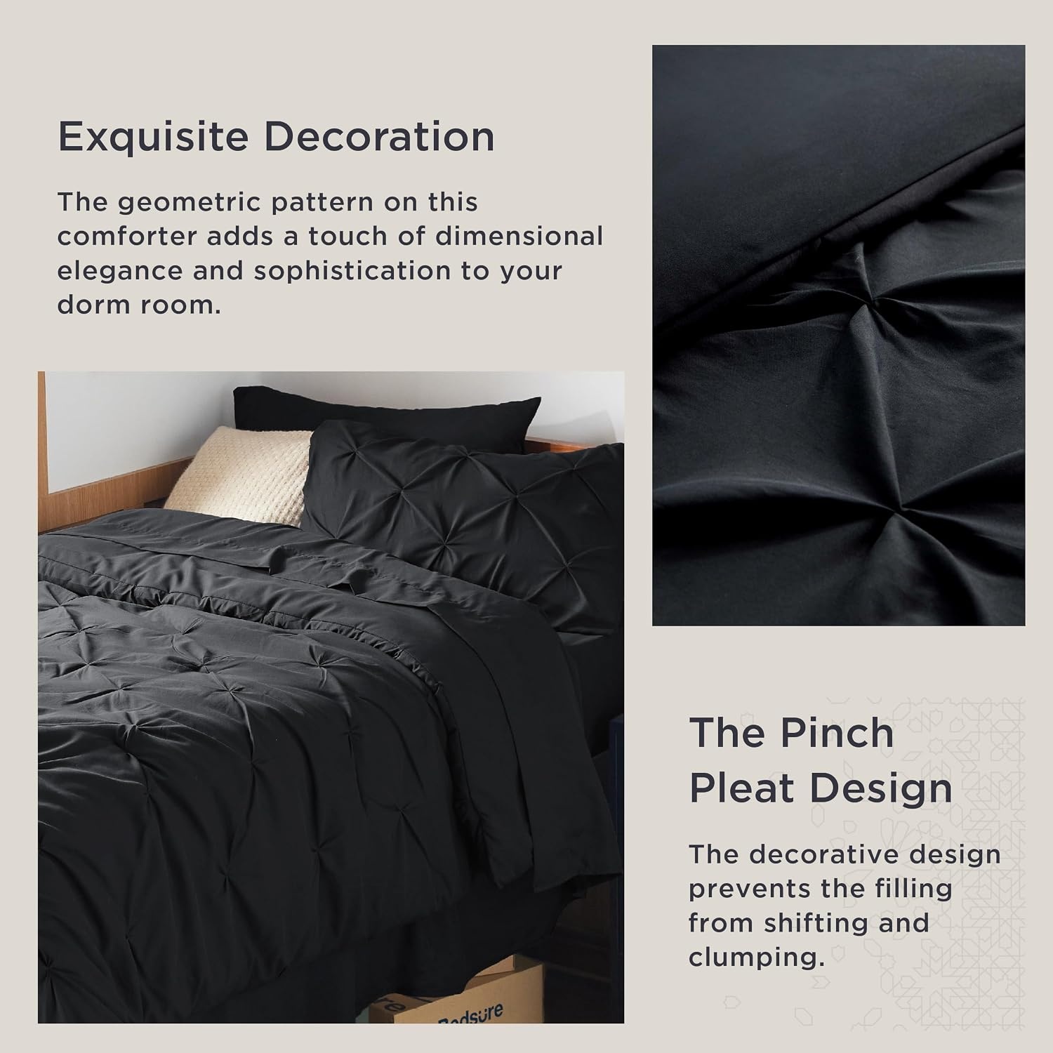 image:imageBedsure Twin XL Comforter Set Pink Dorm Room Essentials for Girls Extra Long Twin XL Bedding Set with Sheets All Season Down Alternative Comforter with Sheets Pillowcase amp Sham11 Black