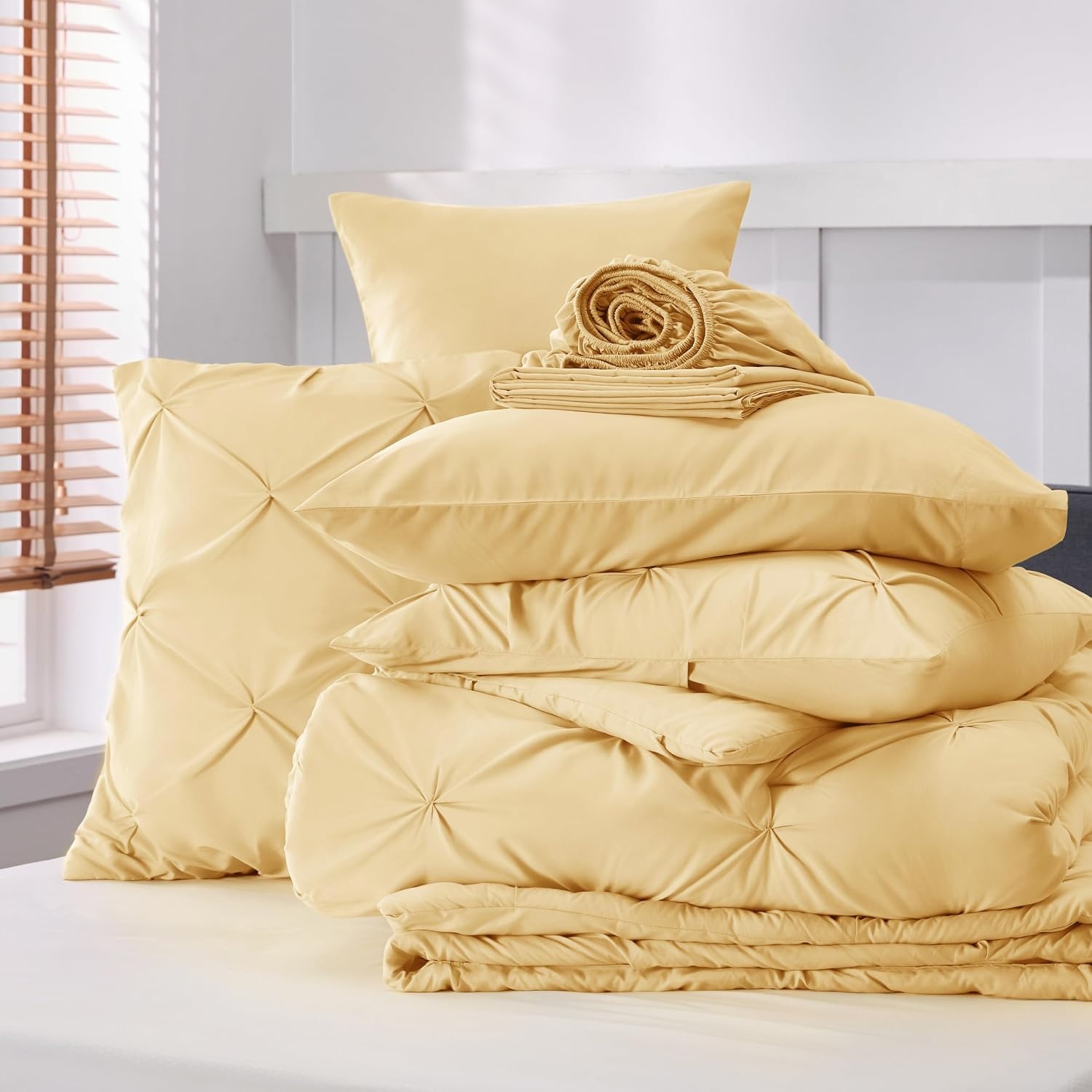 image:imageBedsure Twin XL Comforter Set Pink Dorm Room Essentials for Girls Extra Long Twin XL Bedding Set with Sheets All Season Down Alternative Comforter with Sheets Pillowcase amp Sham25 Yellow
