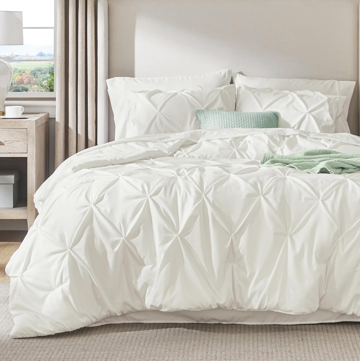 image:imageBedsure Twin XL Comforter Set Pink Dorm Room Essentials for Girls Extra Long Twin XL Bedding Set with Sheets All Season Down Alternative Comforter with Sheets Pillowcase amp Sham19 Ivory